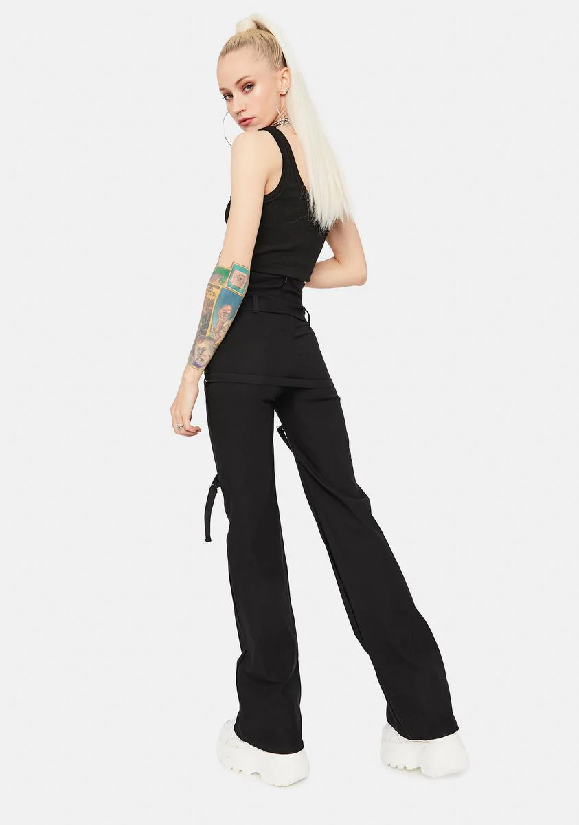 Noir Come Correct Strappy Flare Pants - Image 4