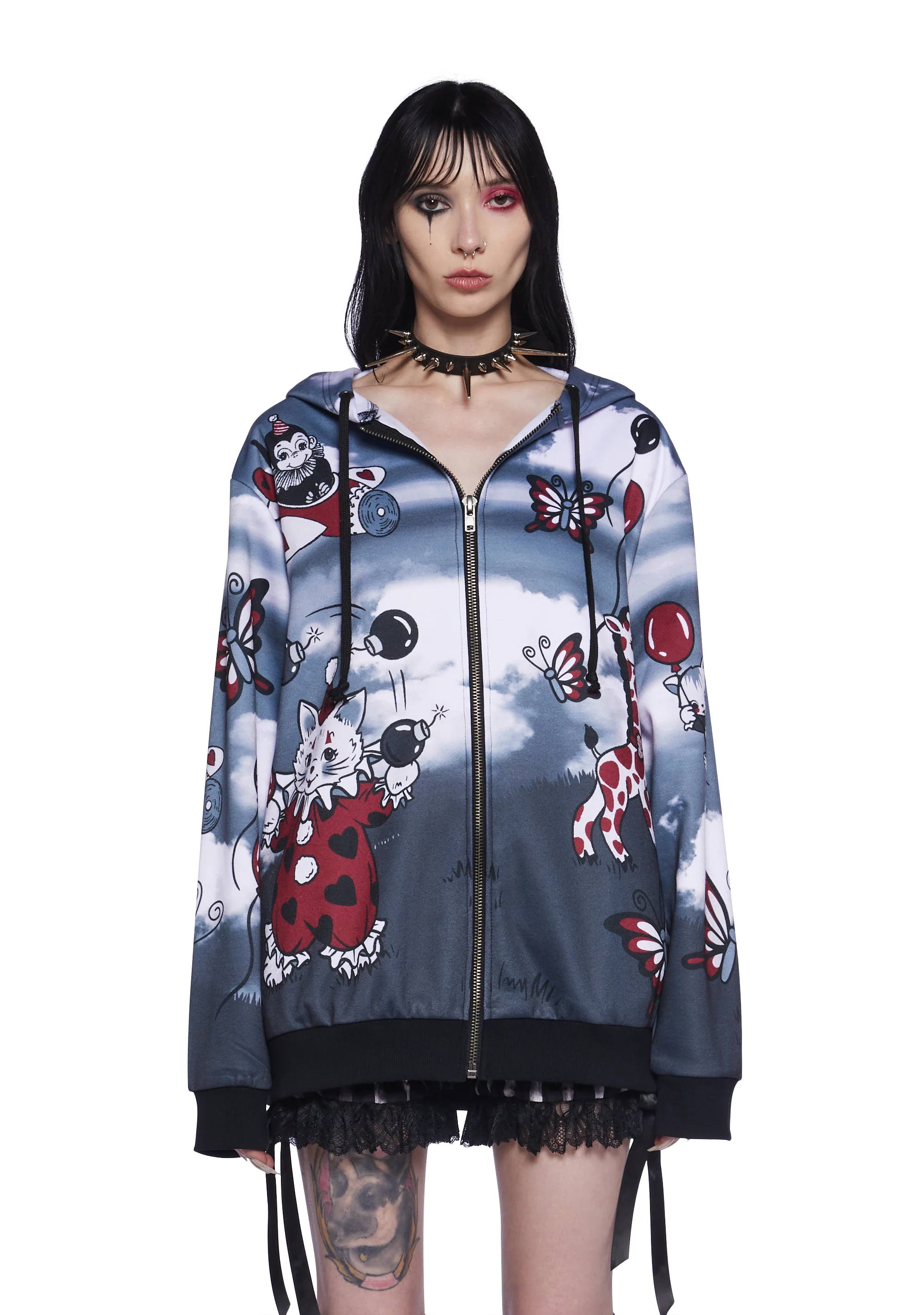 Not So Funhouse Oversized Hoodie - Red/Black - Image 2