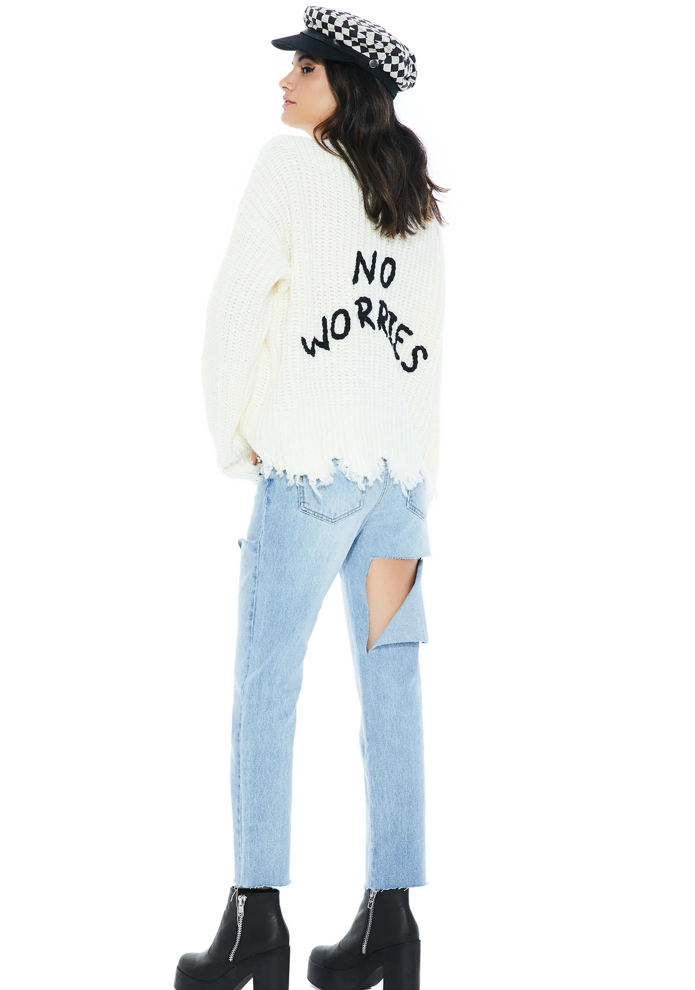 Not Stressin' Shredded Sweater - Image 4