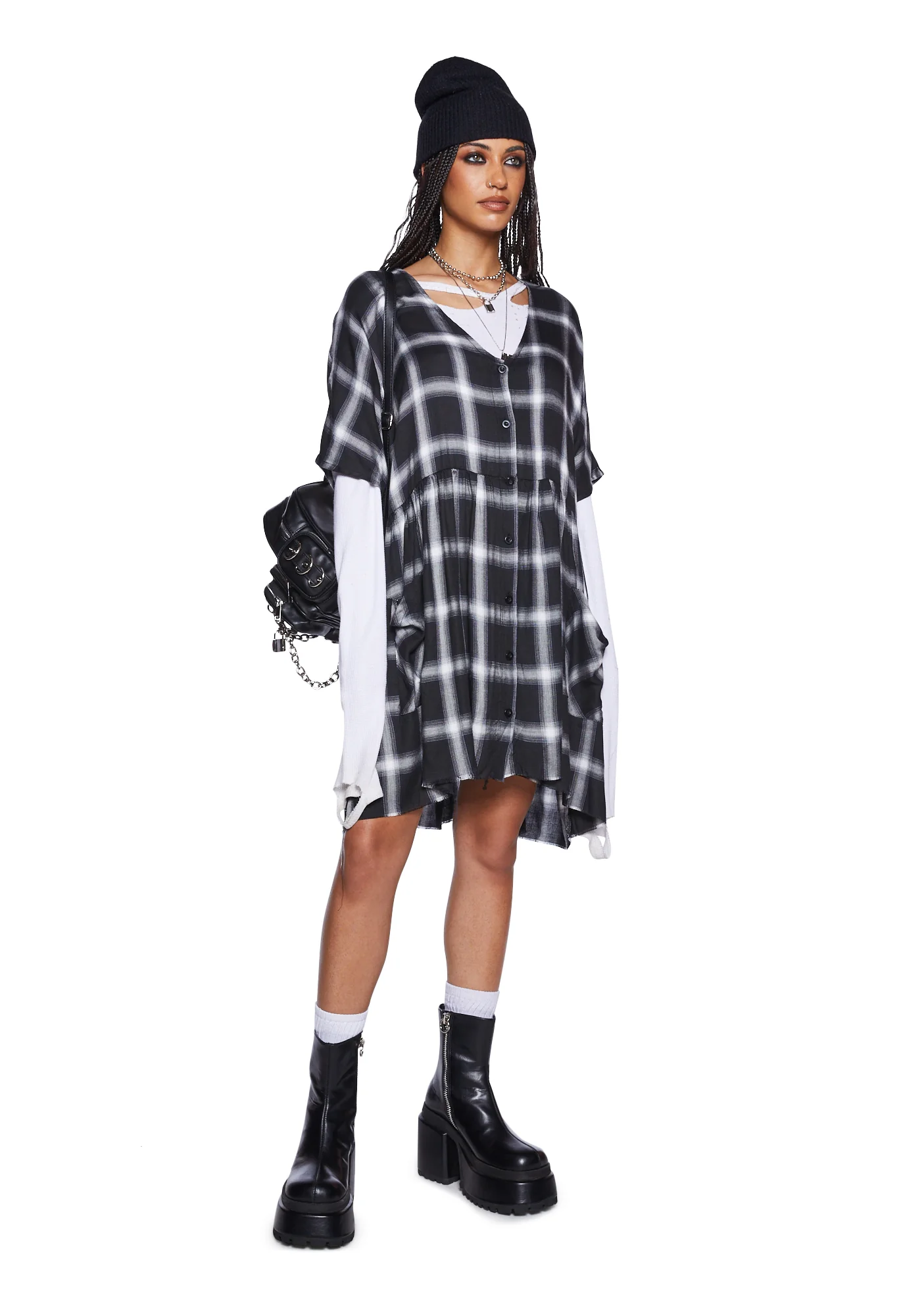 Not Your Babydoll Plaid Dress - Image 2