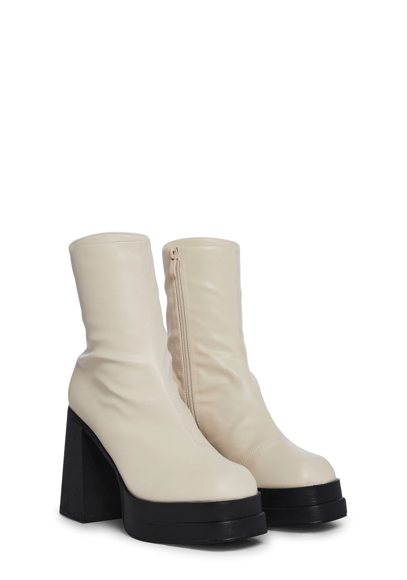 Not Your Ex Platform Ankle Boots-Off White - Image 3