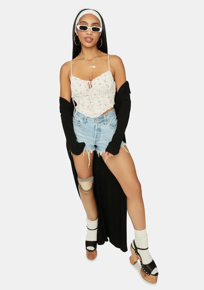 Now Forever Floral Ruched Crop Top - Image 3