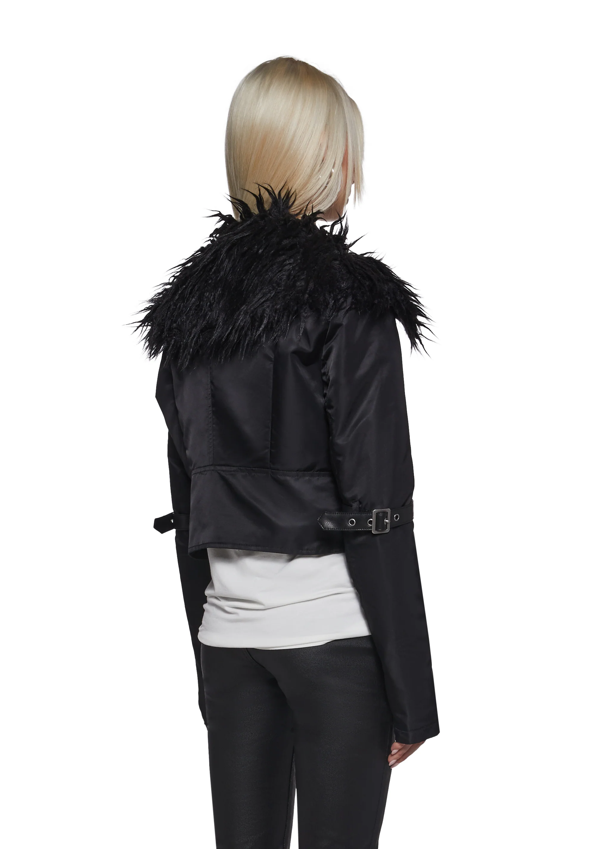 Polished Rebel Cropped Bomber Jacket - Image 4