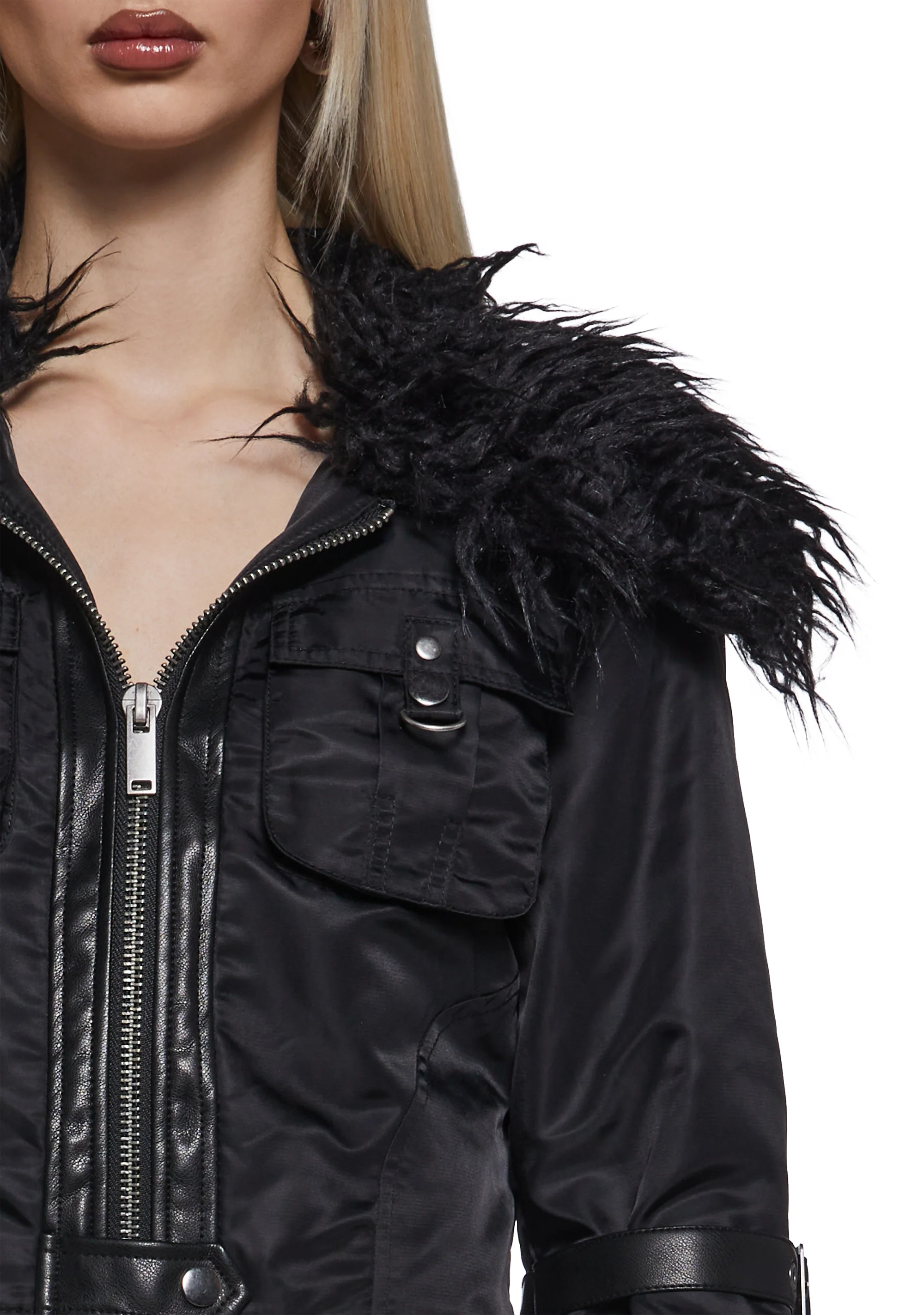 Polished Rebel Cropped Bomber Jacket - Image 5
