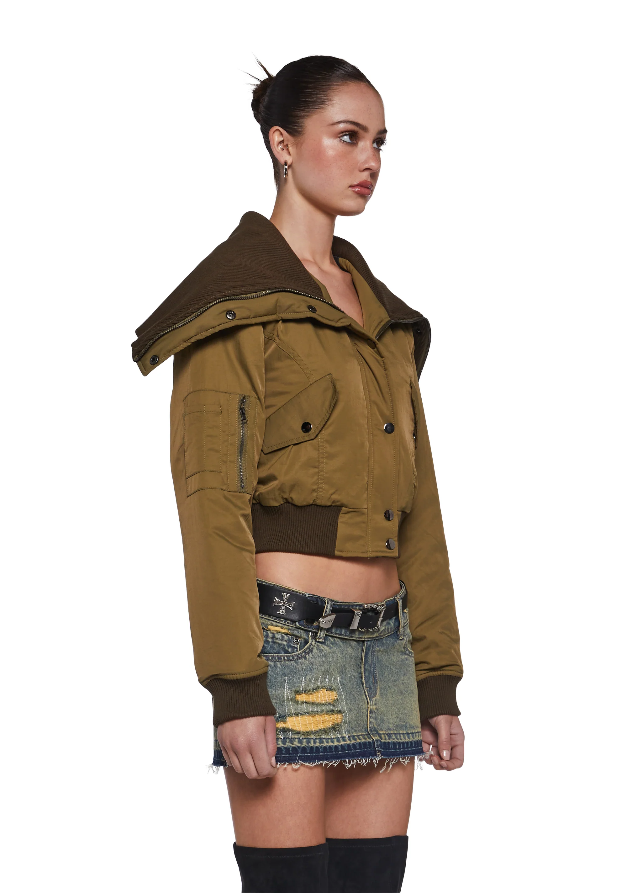 Sweet Riot Cropped Bomber Jacket - Image 3