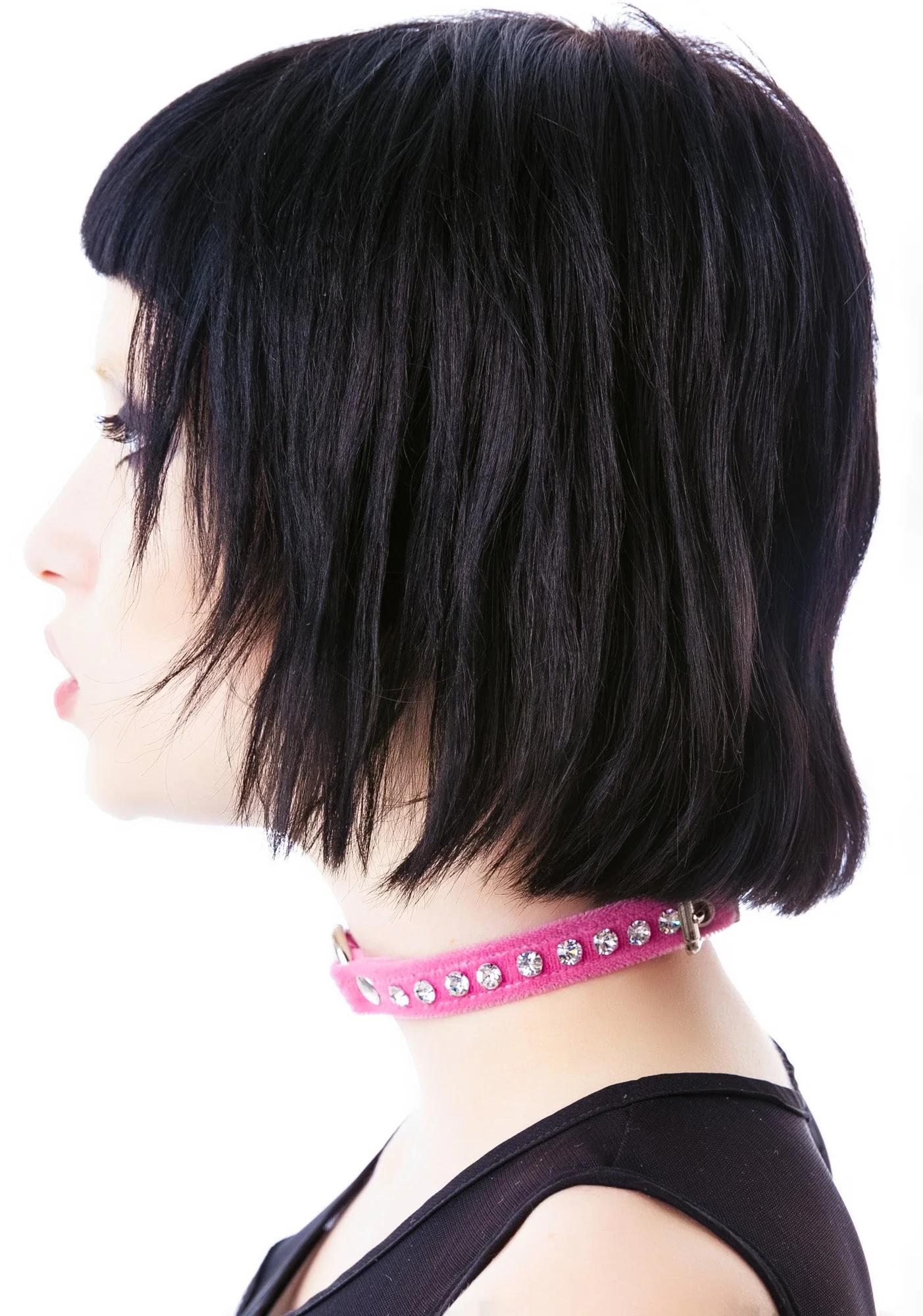 O Face Velvet Crystal Choker - Pink - Image 14