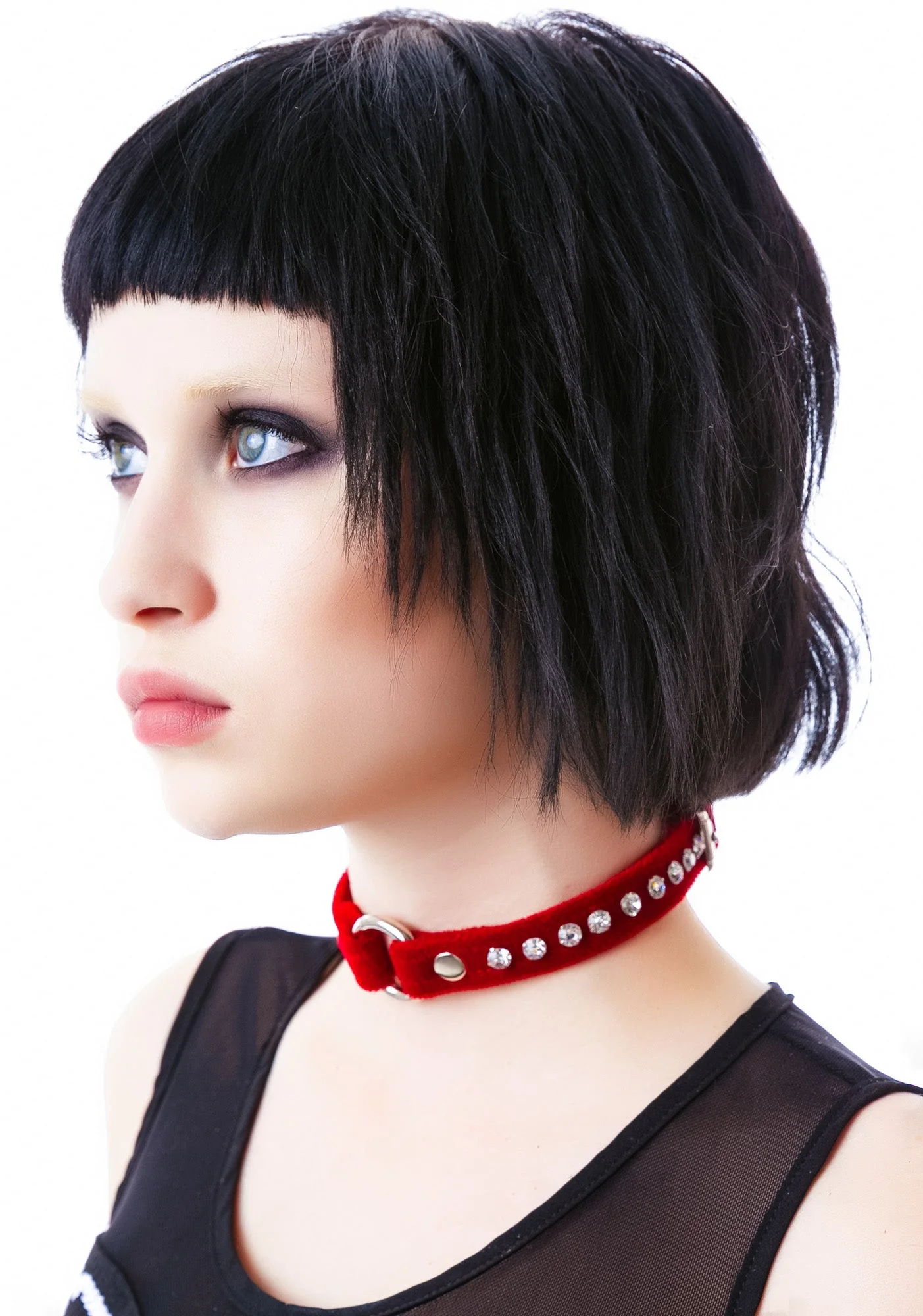 O Face Velvet Crystal Choker - Pink - Image 6