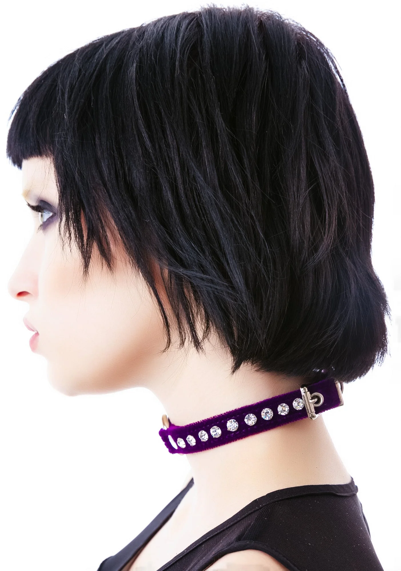 O Face Velvet Crystal Choker - Red - Image 11
