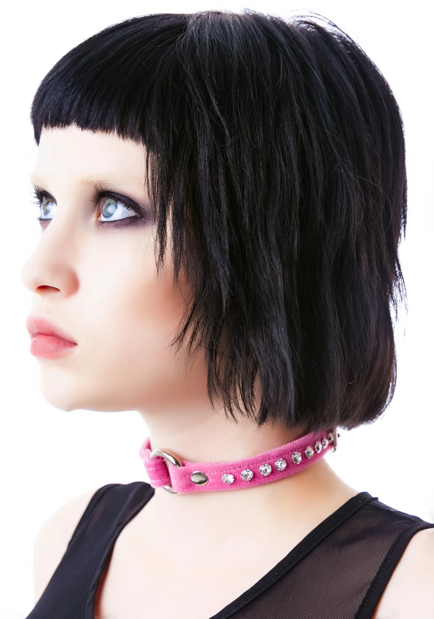 O Face Velvet Crystal Choker - Red - Image 8
