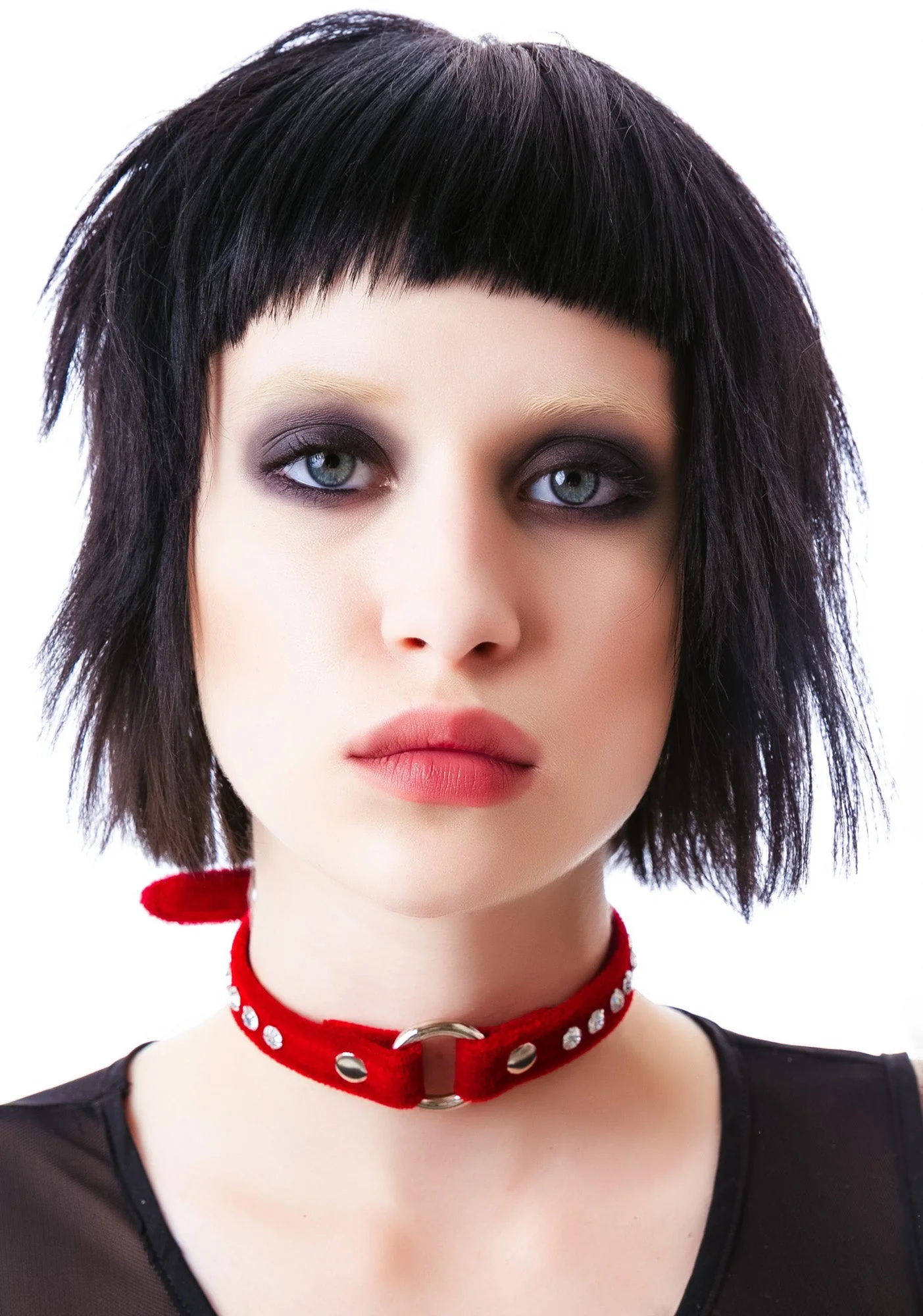 O Face Velvet Crystal Choker - Purple - Image 5