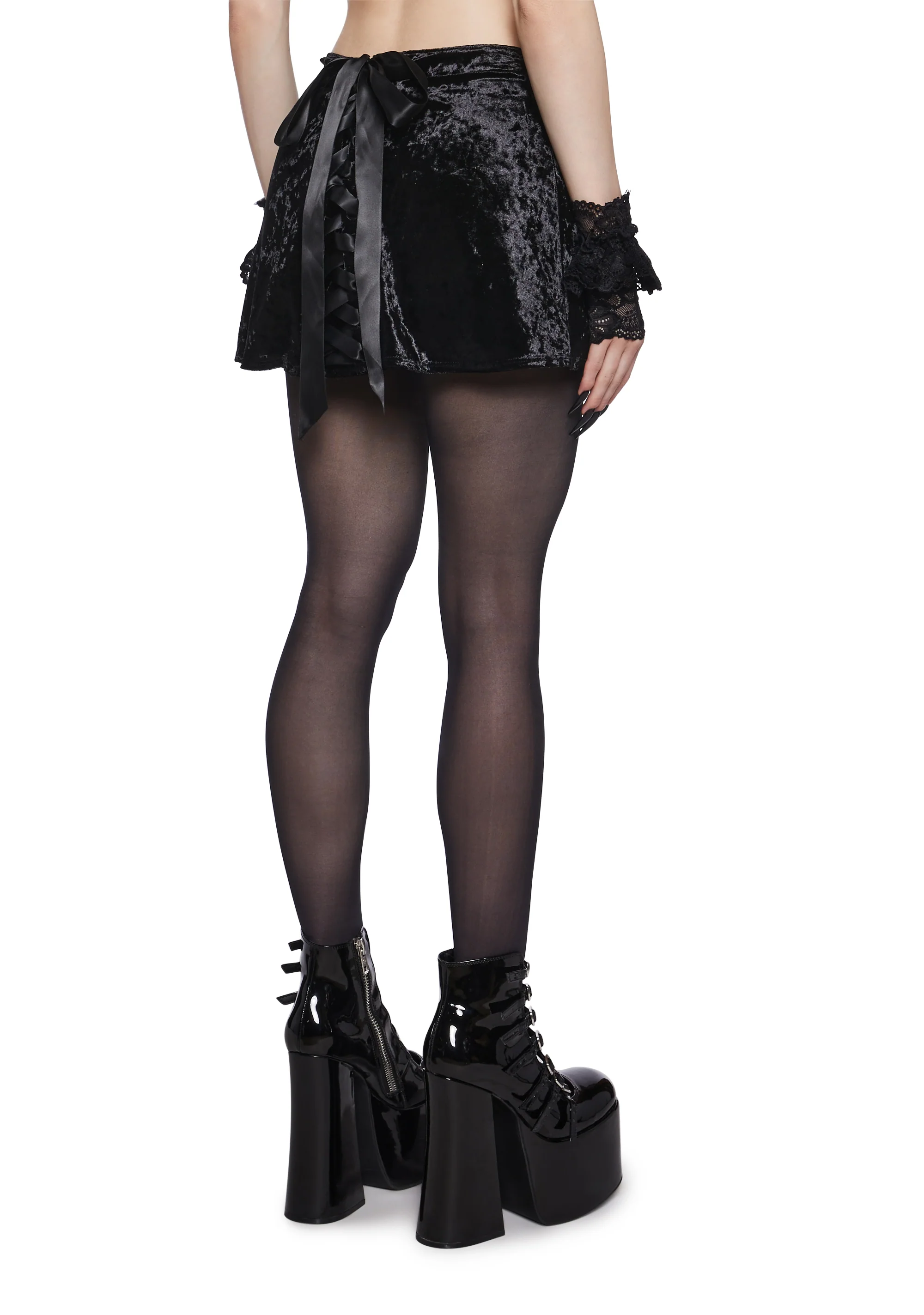 Obscure Darkness Velvet Mini Skirt - Image 2