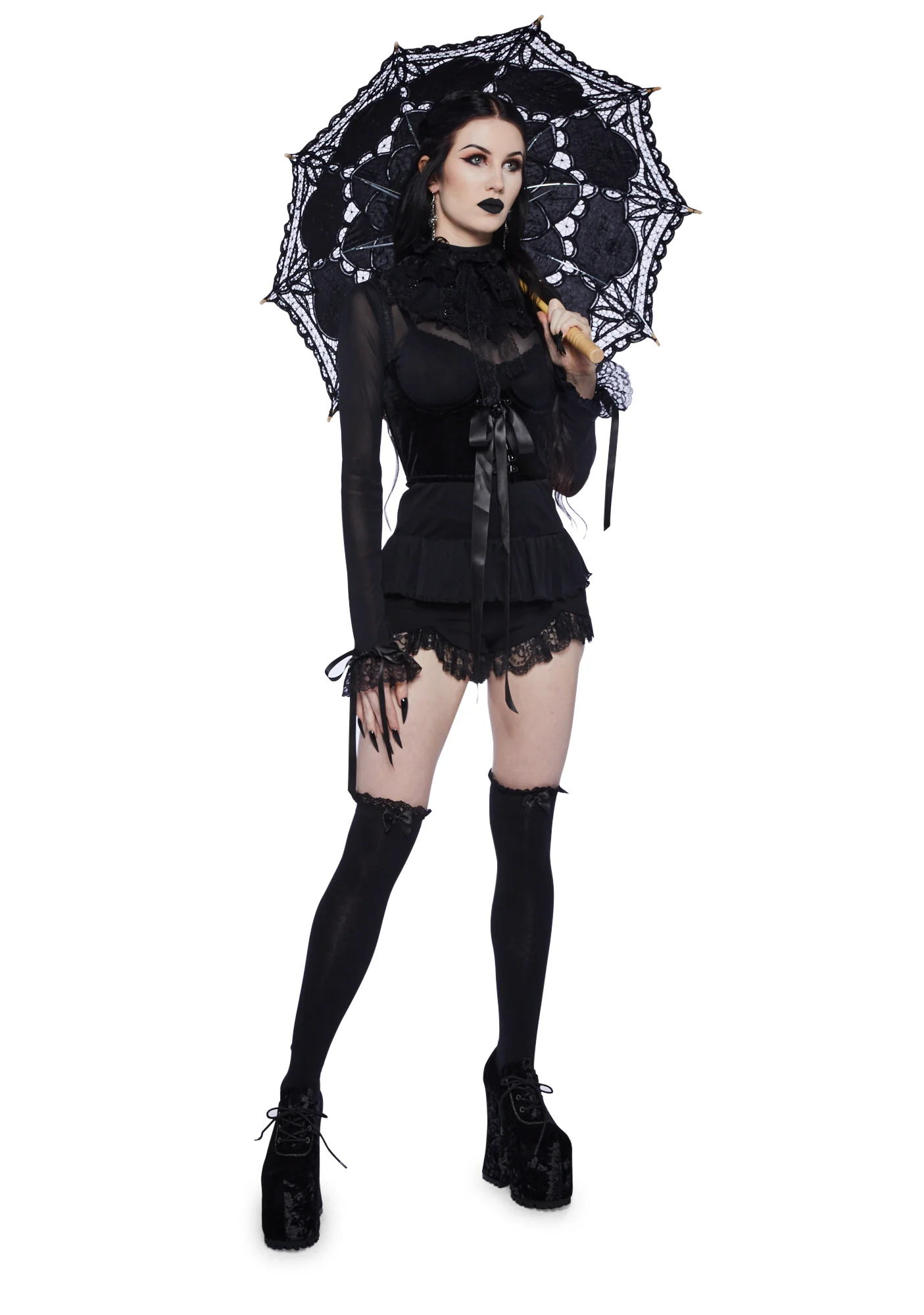 Obsession Within Long Sleeve Top  - Black - Image 2