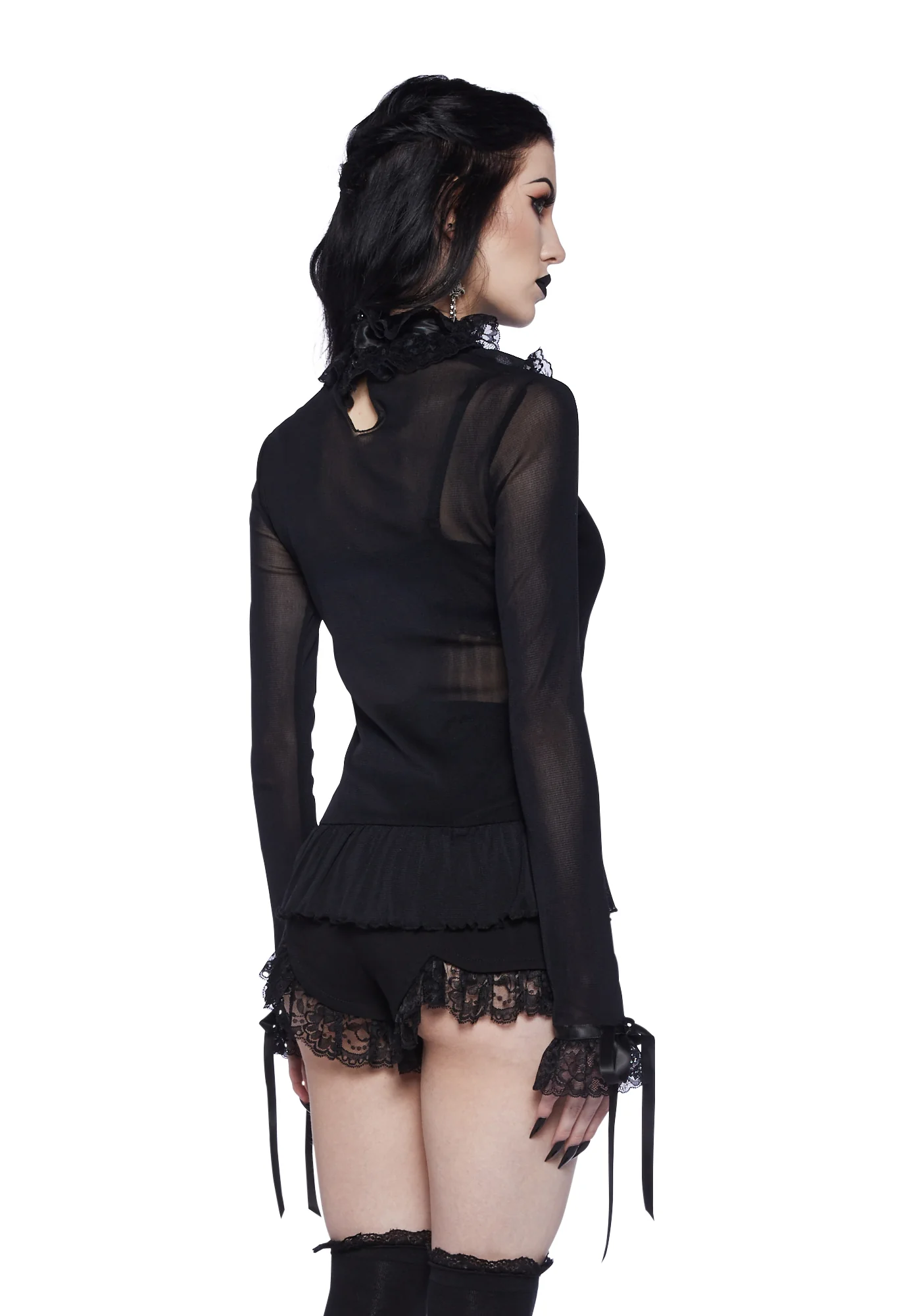 Obsession Within Long Sleeve Top  - Black - Image 4