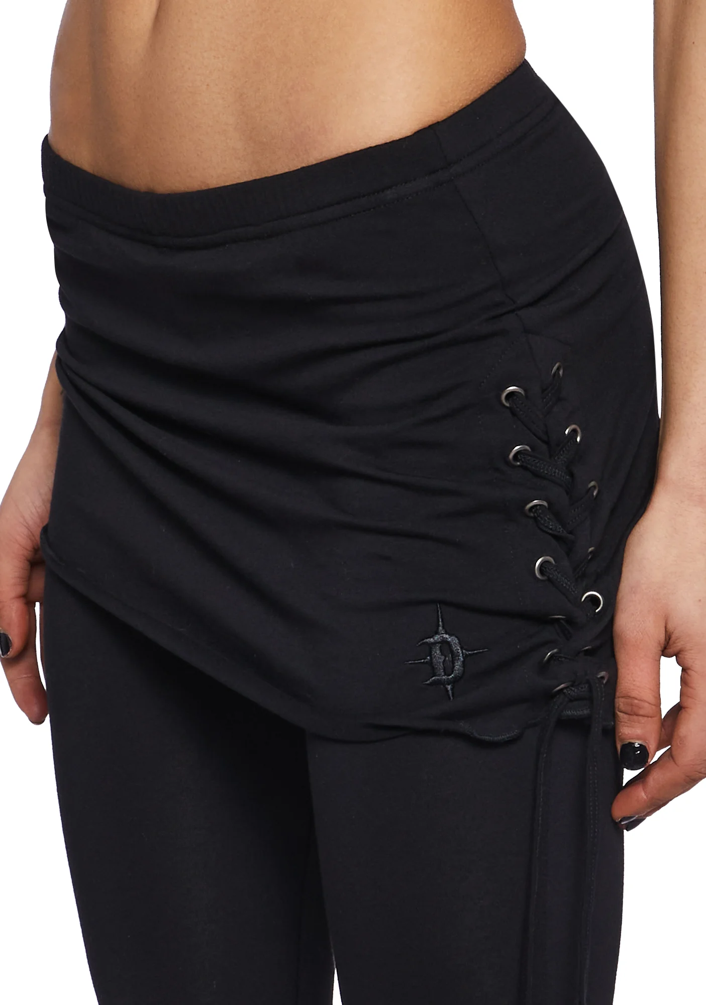 Crossfade Lace-Up Pants With Skirt - Black - Image 5