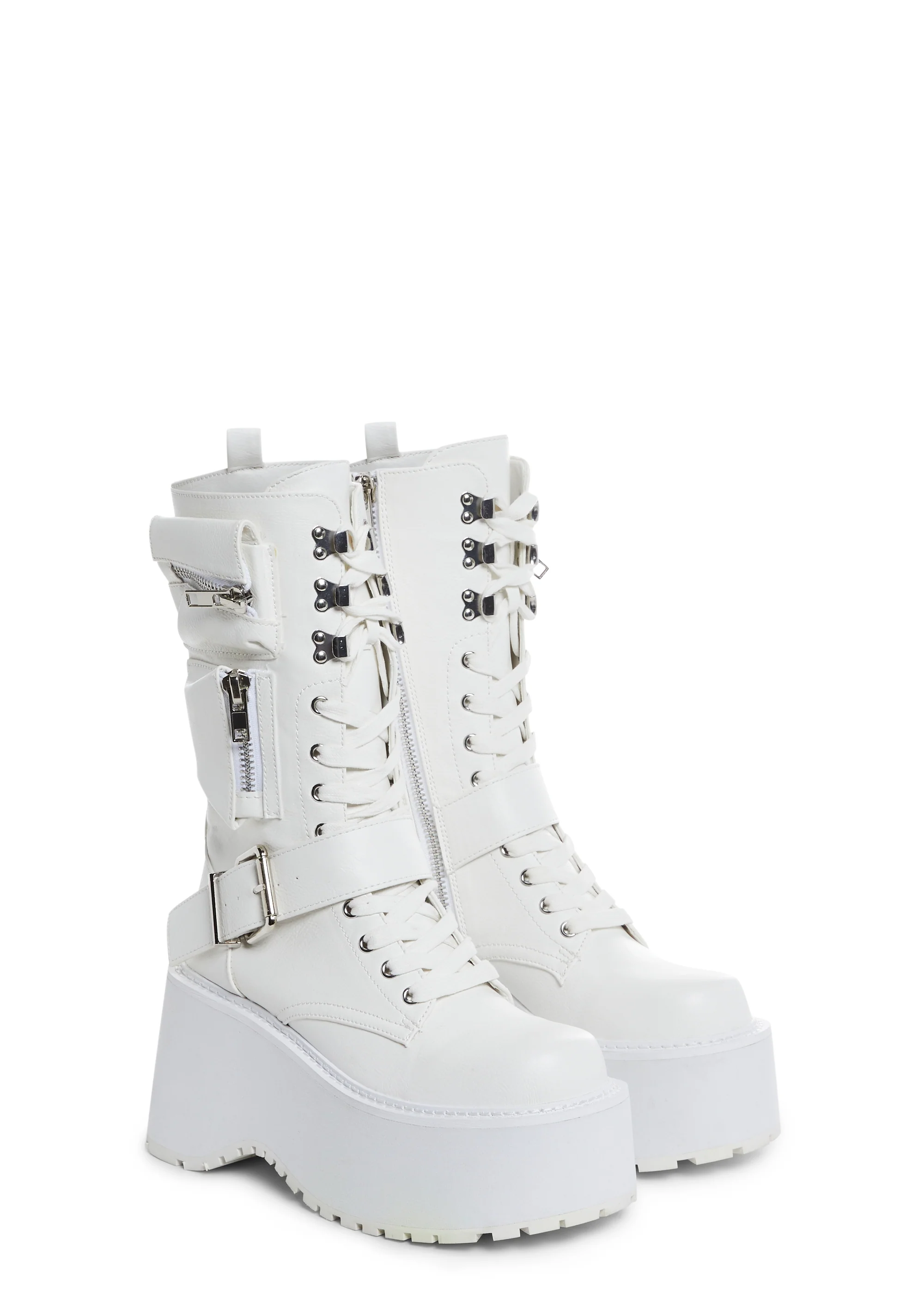 Obsidian Platform Zip-Up Boots - White - Image 3