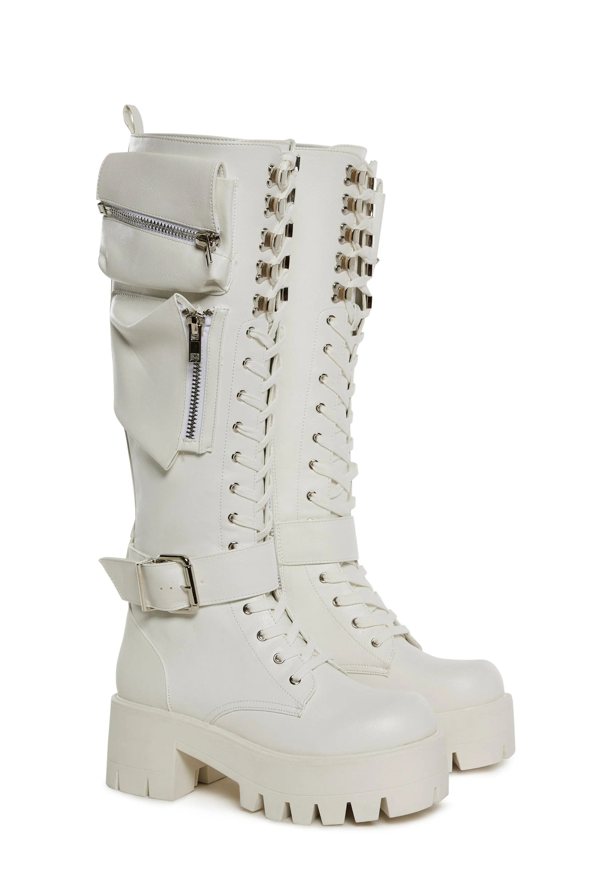 Obsidian Pocket Combat Boots - White - Image 3