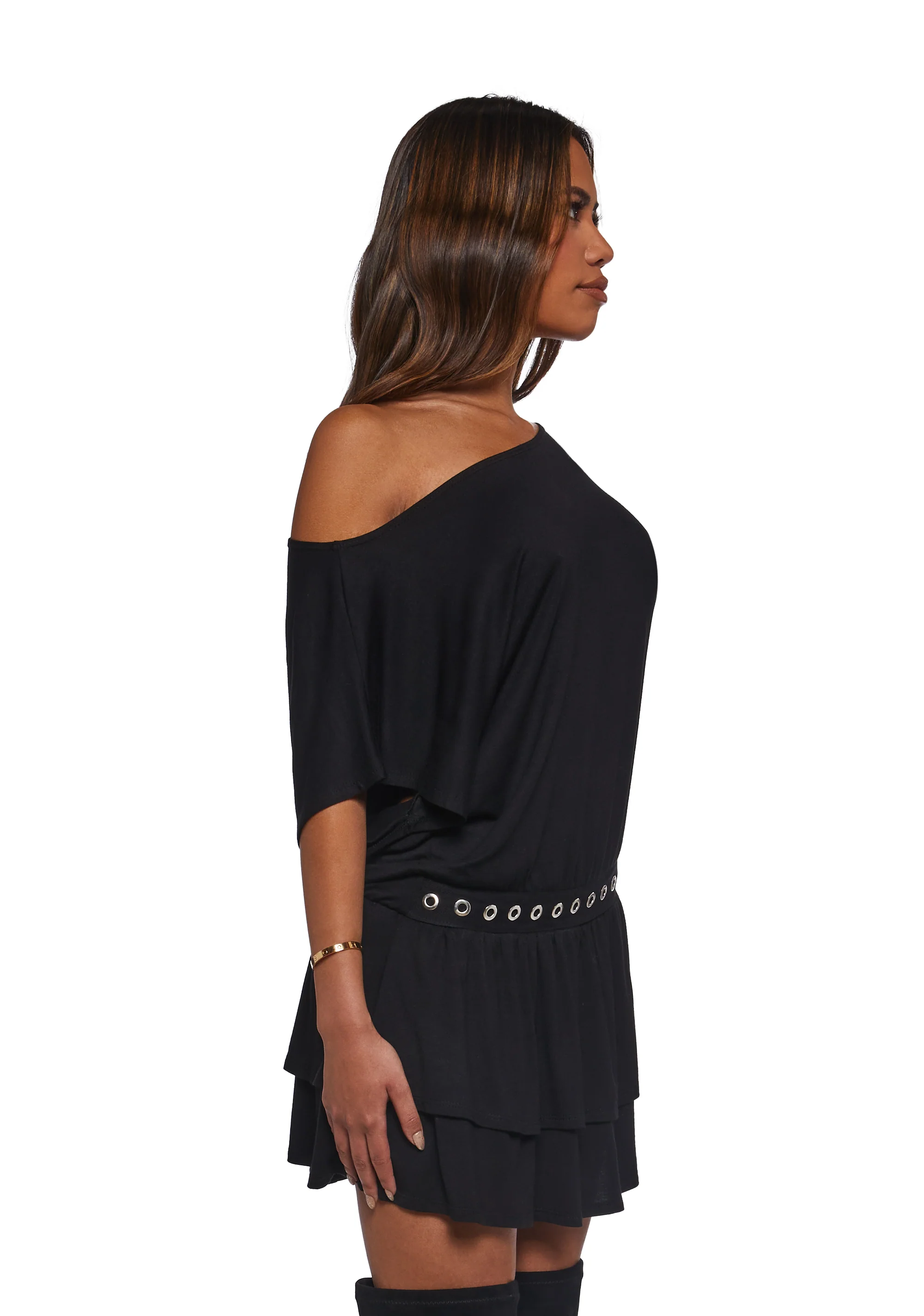 Club Time Off The Shoulder Dress - Black - Image 3
