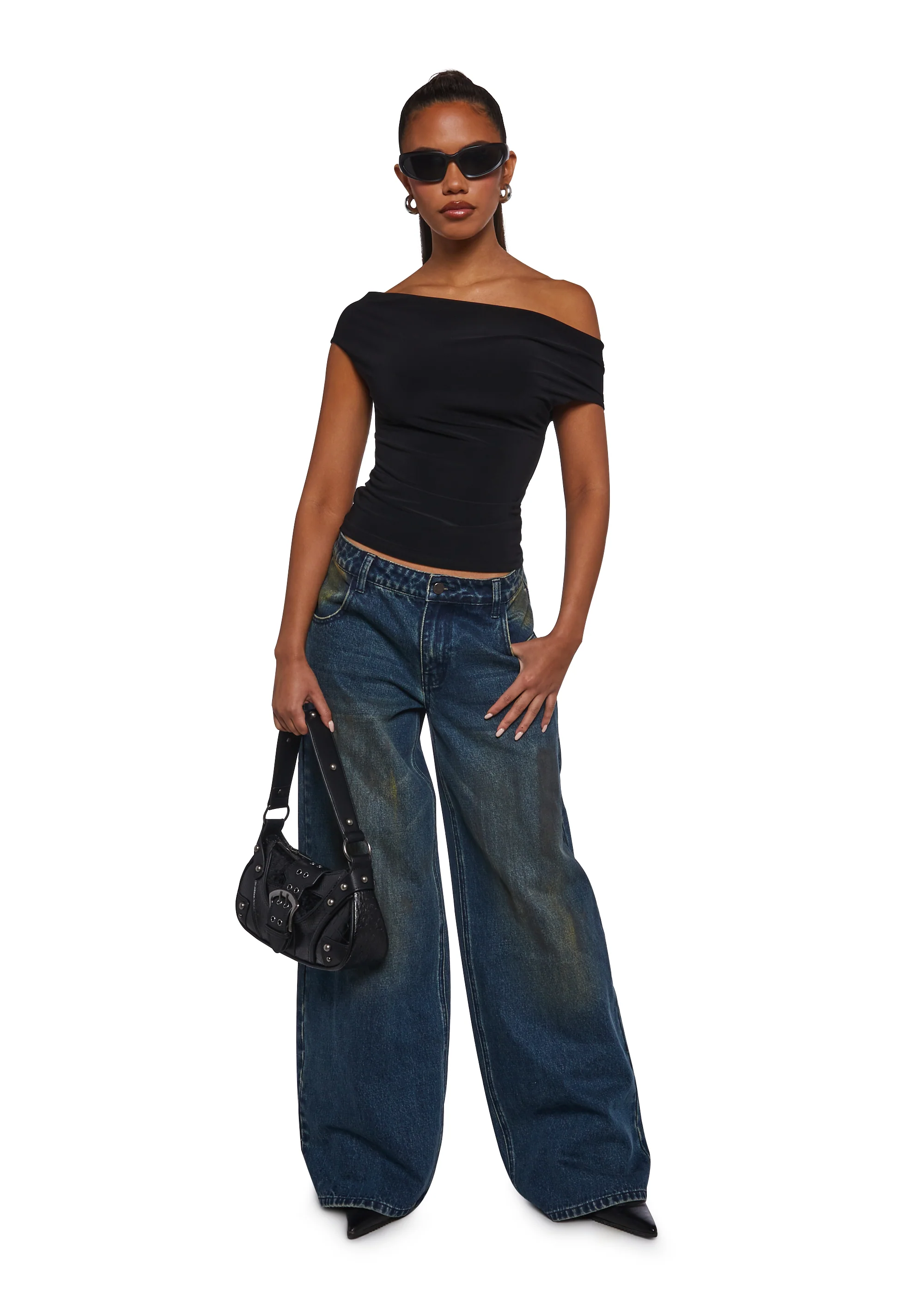 Mega Star Off The Shoulder Top - Black - Image 2