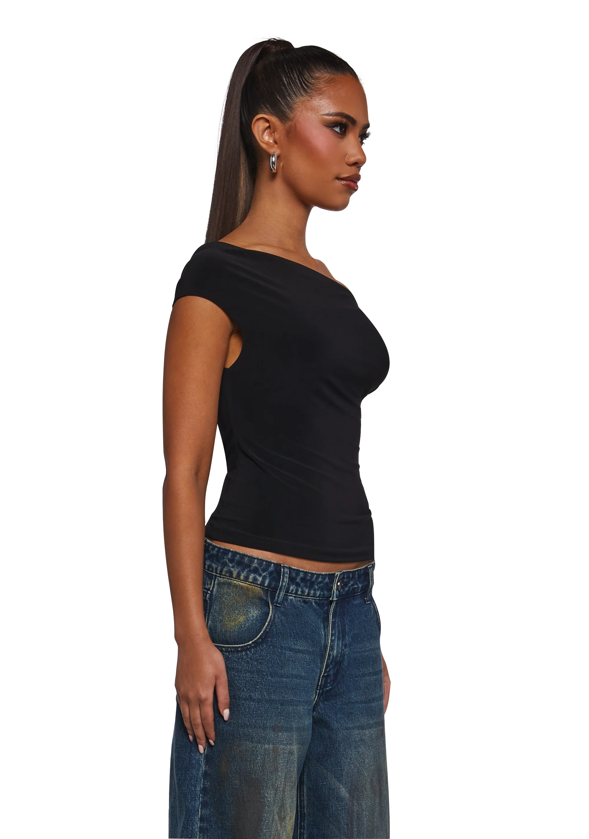Mega Star Off The Shoulder Top - Black - Image 3
