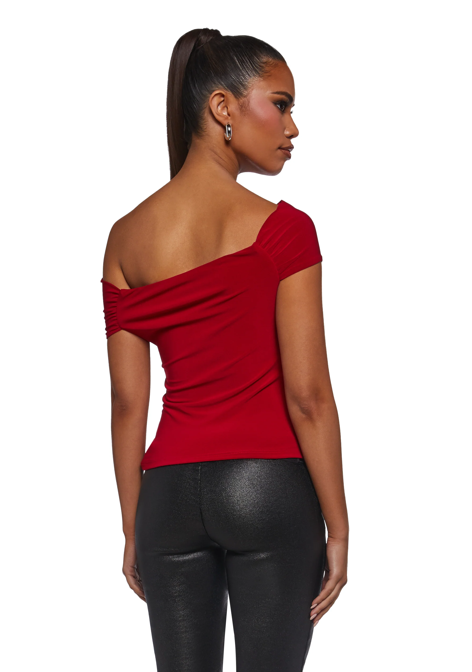 Mega Star Off The Shoulder Top - Red - Image 4