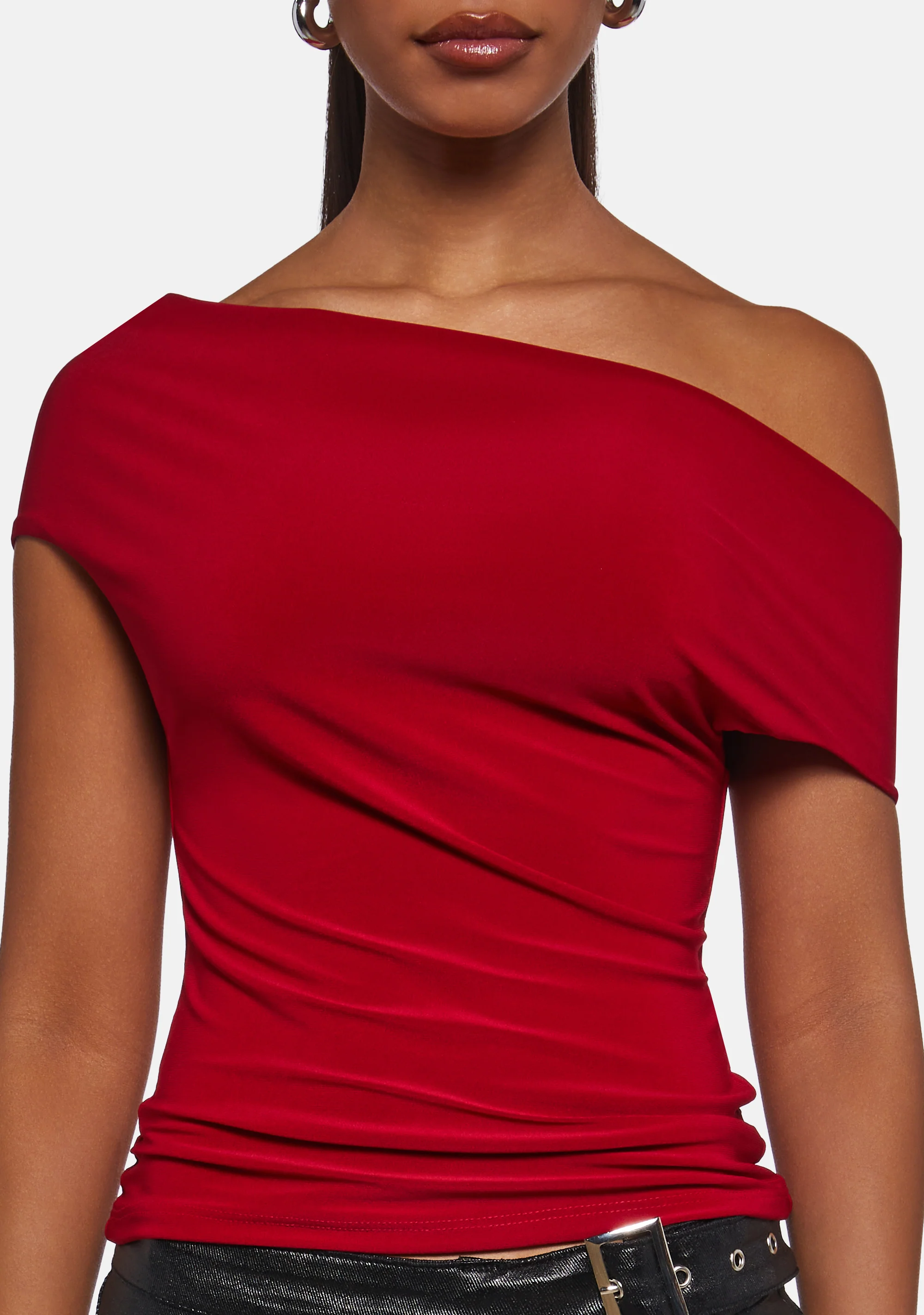 Mega Star Off The Shoulder Top - Red - Image 5