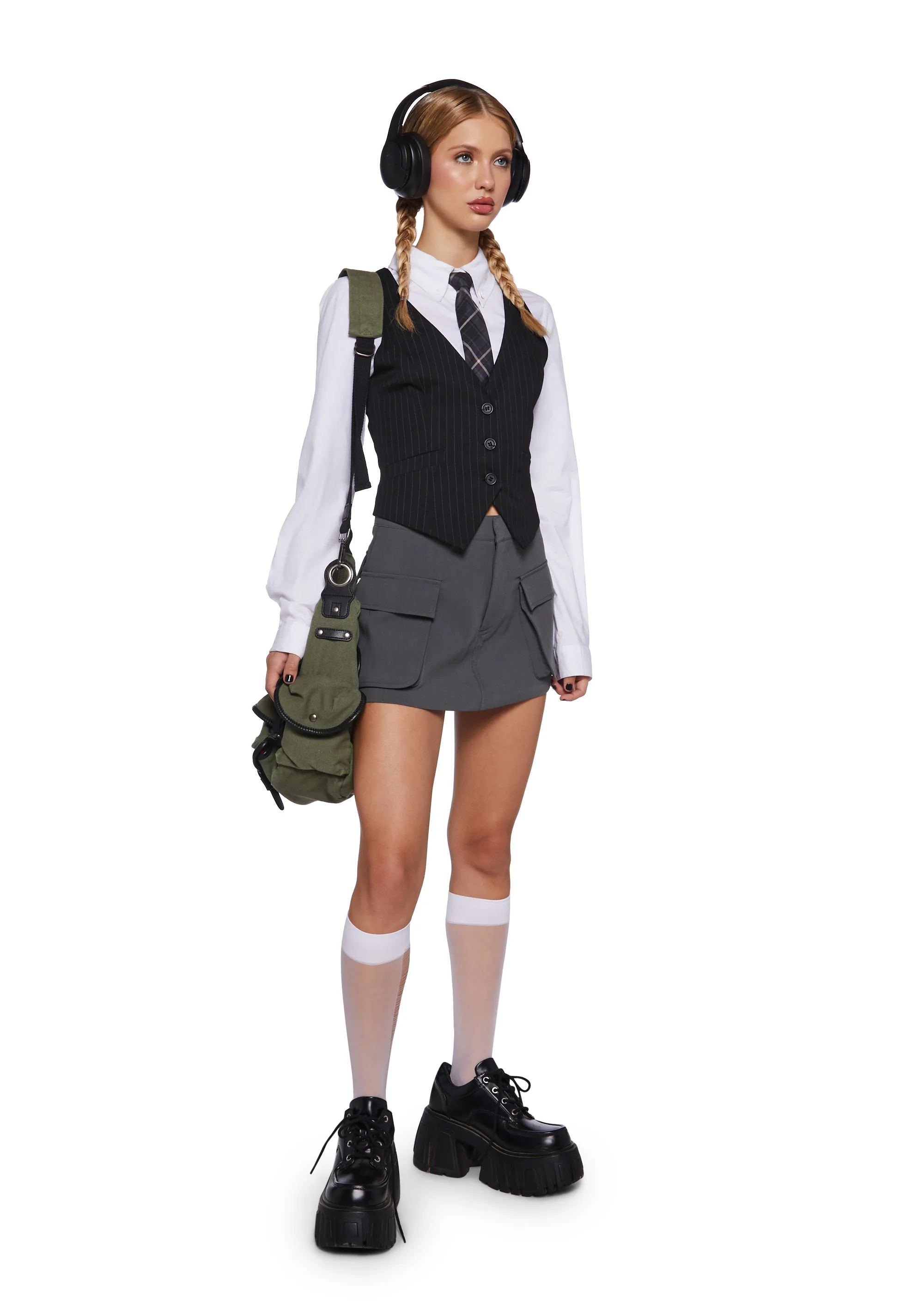 Office Punk Mini Skort - Gray - Image 2