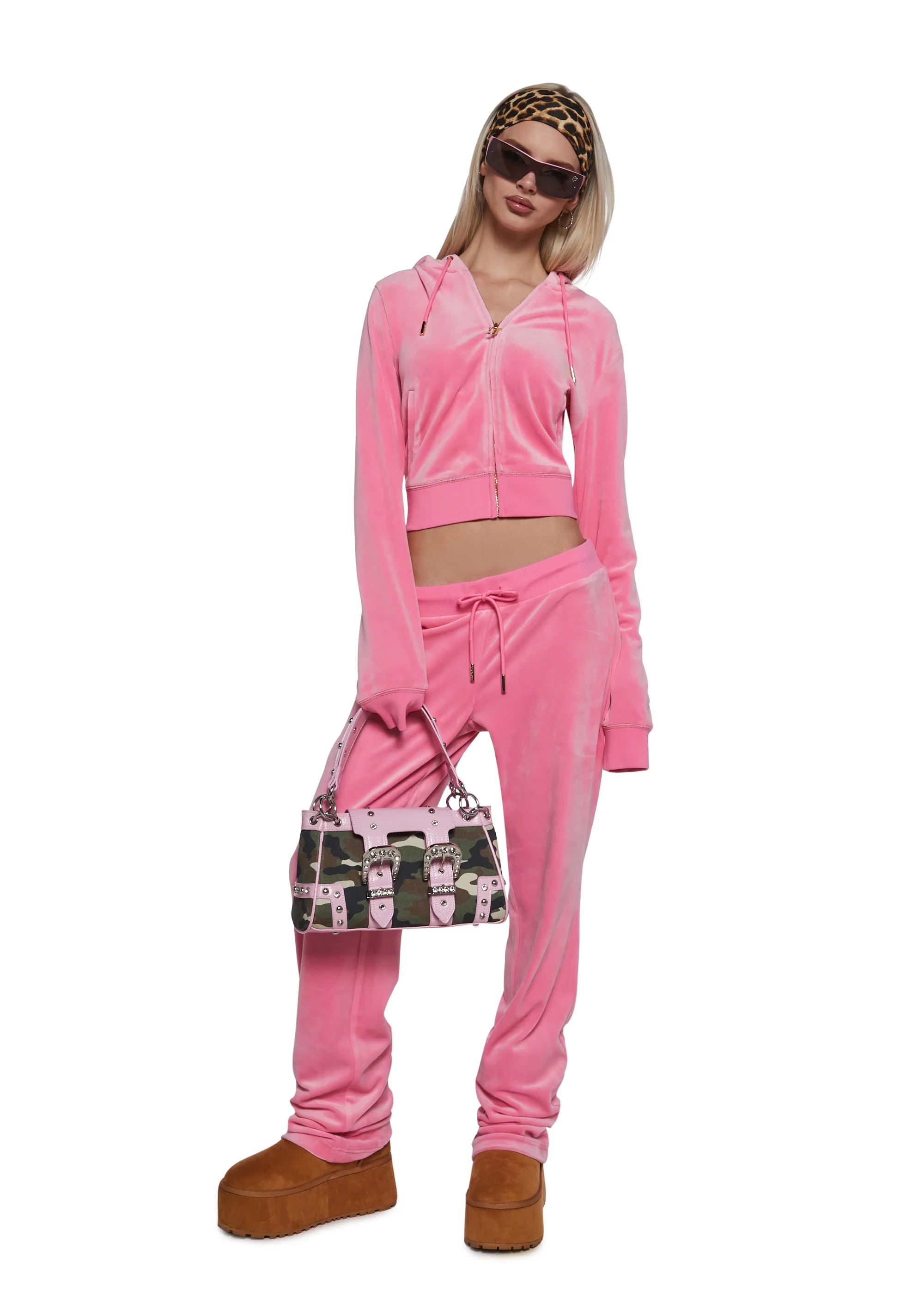 OG Big Bling Velour Hoodie - Pink - Image 2