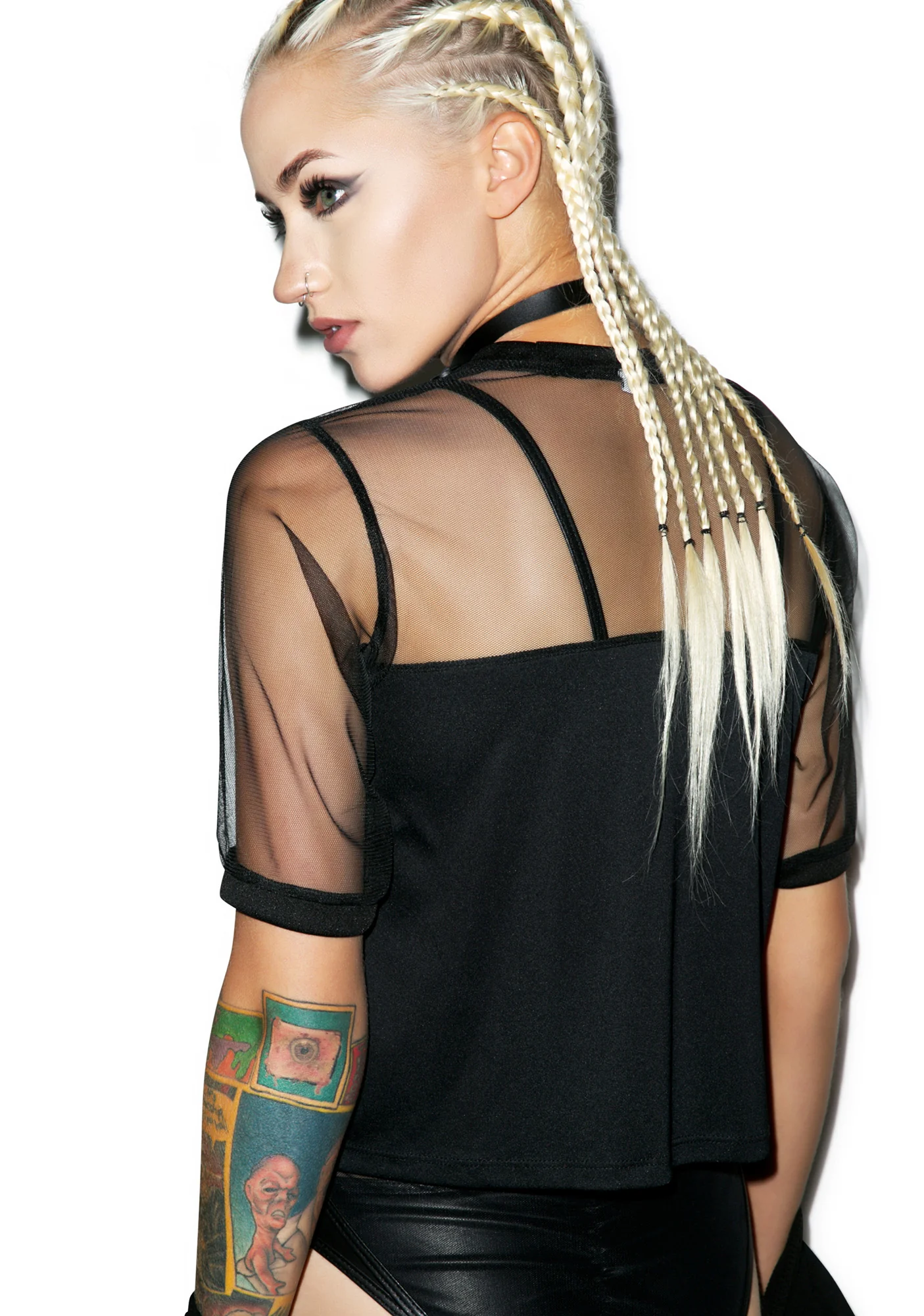 Oh My Goth Mesh Crop Top - Image 2