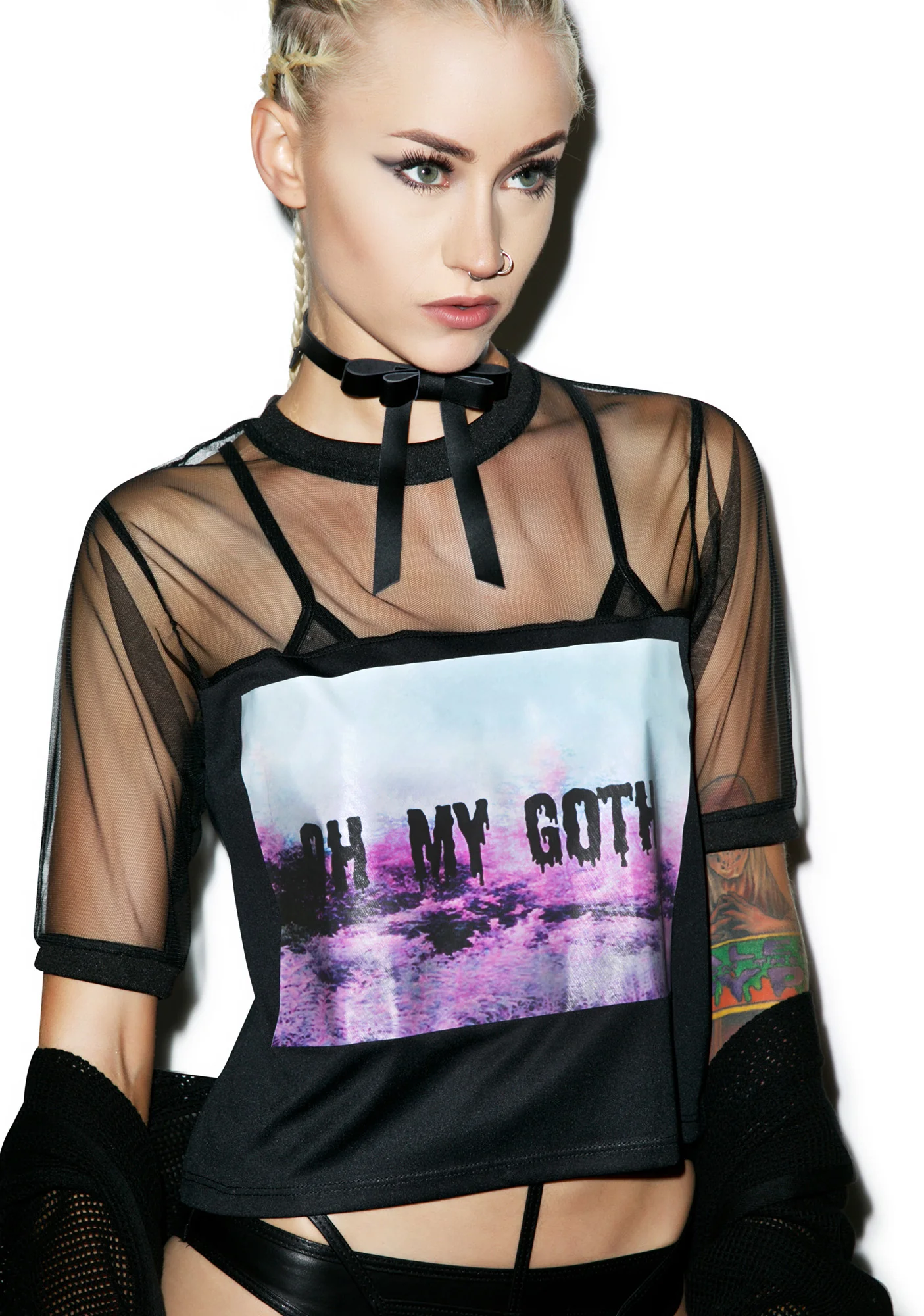 Oh My Goth Mesh Crop Top - Image 3
