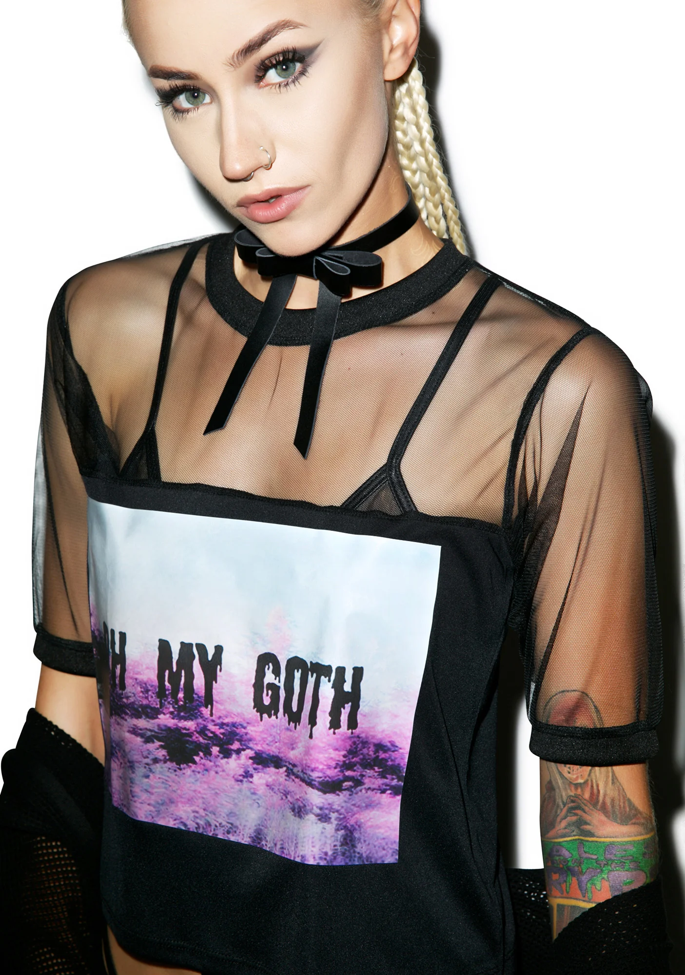 Oh My Goth Mesh Crop Top - Image 4