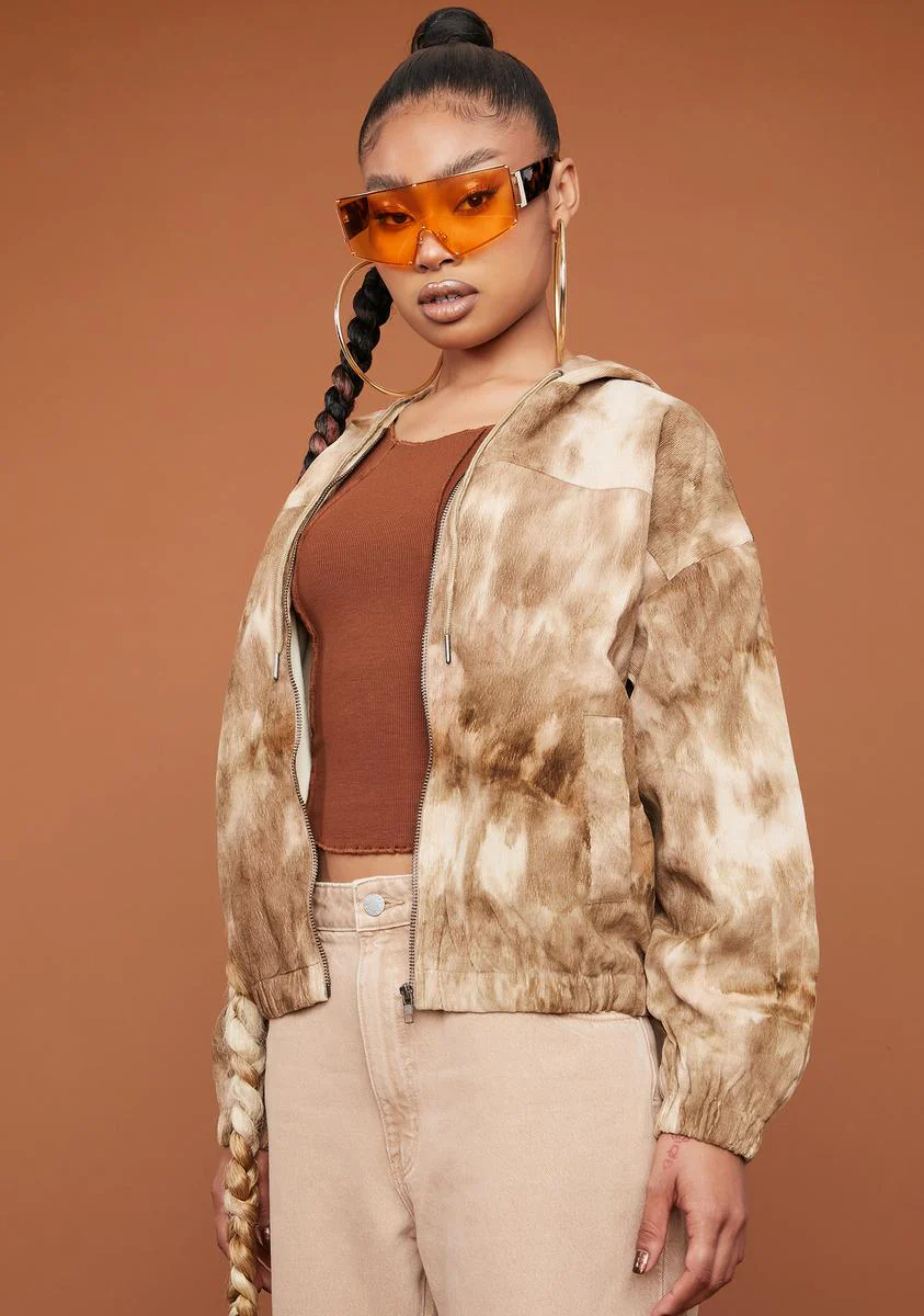 Olive On The Flip Side Tie Dye Zip Up Hoodie - Image 2