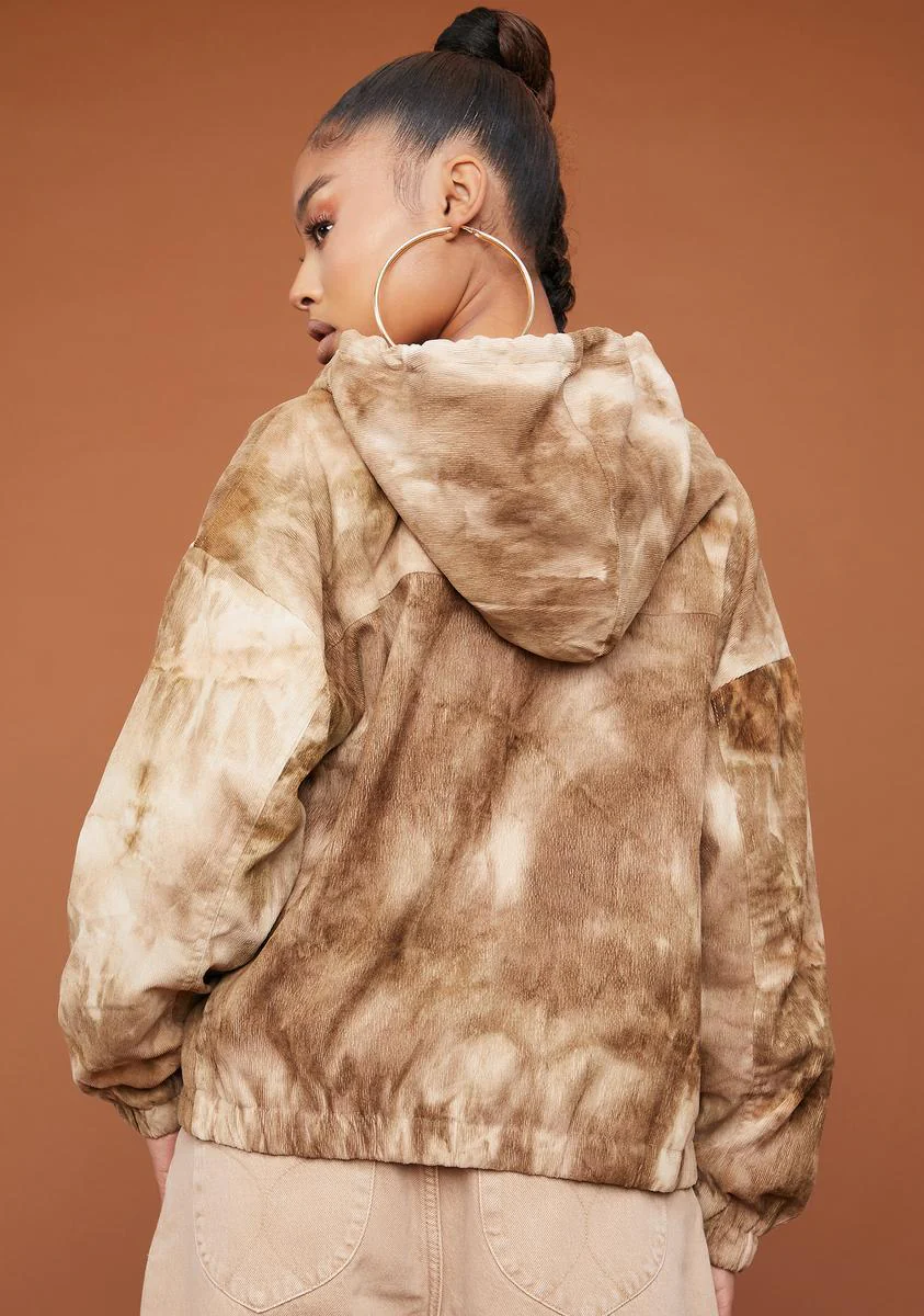 Olive On The Flip Side Tie Dye Zip Up Hoodie - Image 4