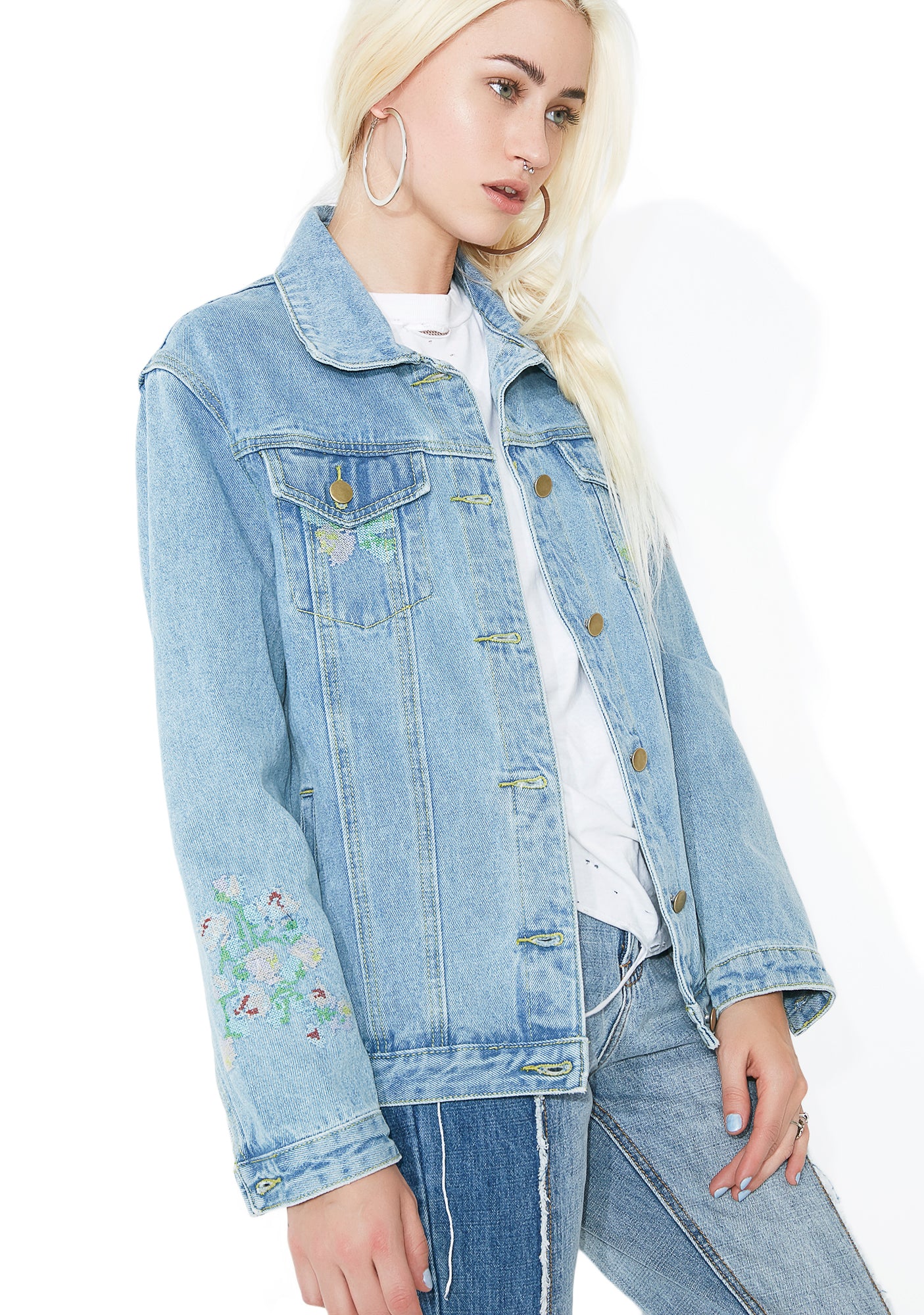 Open Fields Embroidered Denim Jacket - Image 3