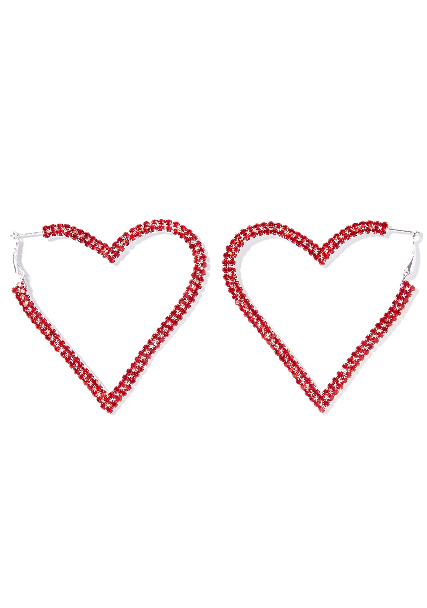 Open Heart Rhinestone Earrings - Image 2