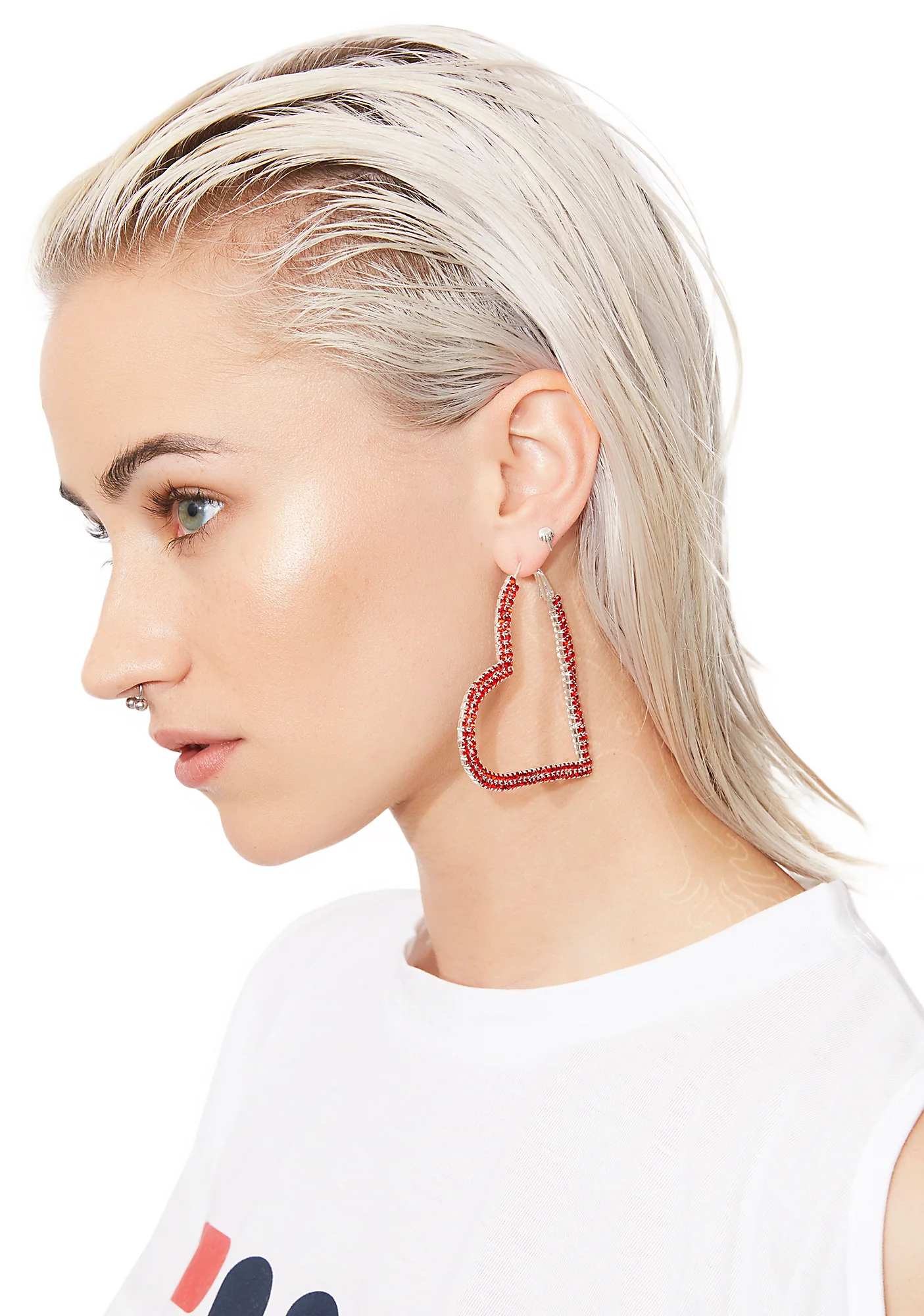 Open Heart Rhinestone Earrings - Image 4