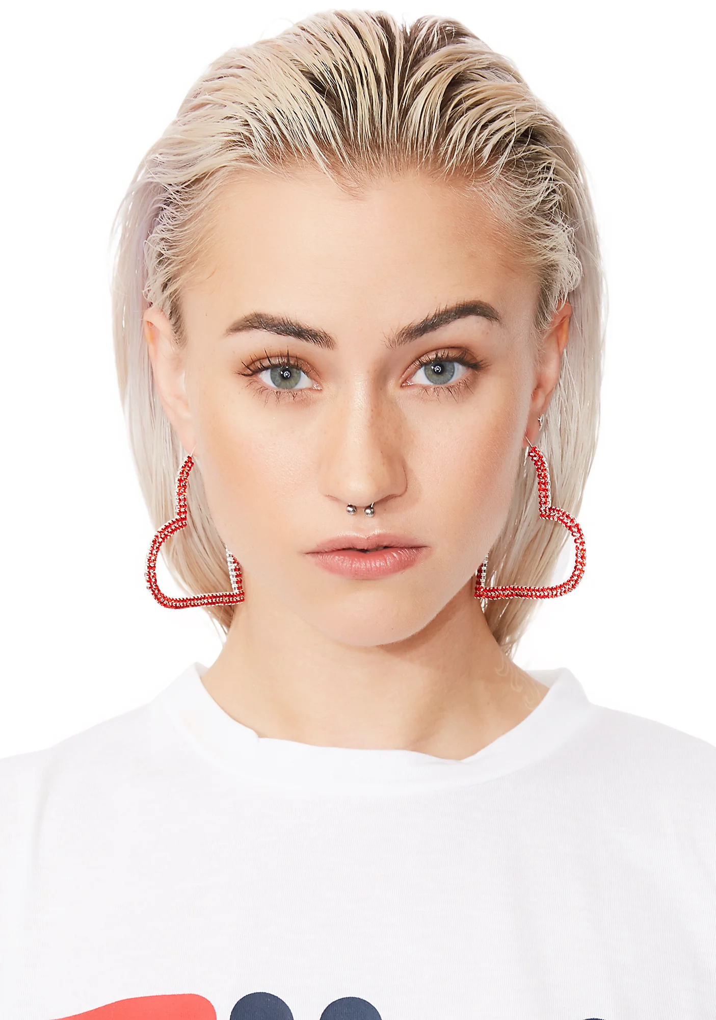 Open Heart Rhinestone Earrings - Image 5