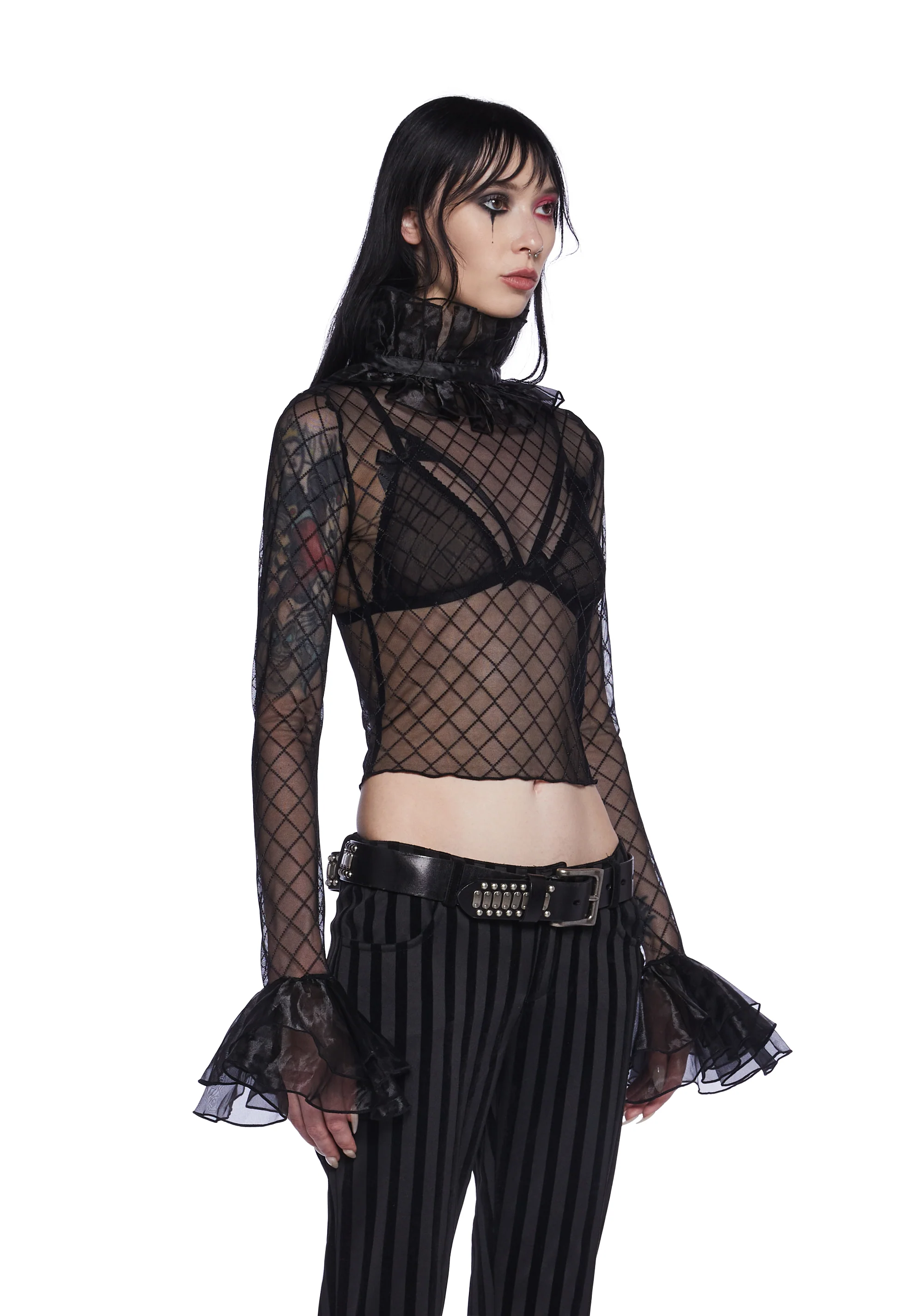 Otherworldly Allure Mesh Long Sleeve Top - Image 3