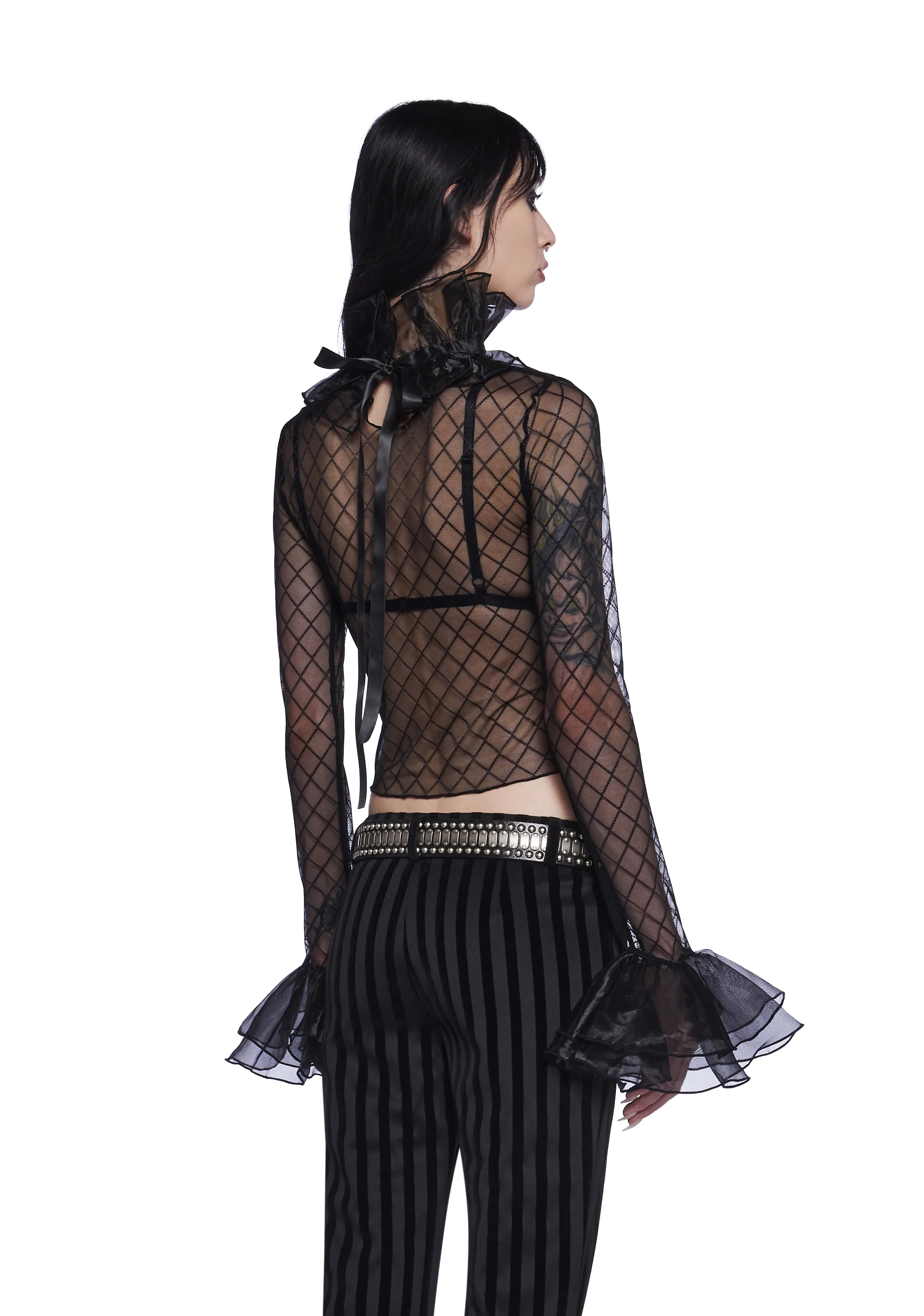 Otherworldly Allure Mesh Long Sleeve Top - Image 4
