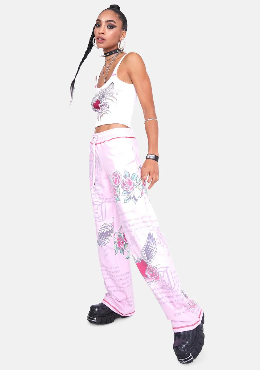 Oversized Joggers With Graffiti Print & Rhinestone Detail - Image 3