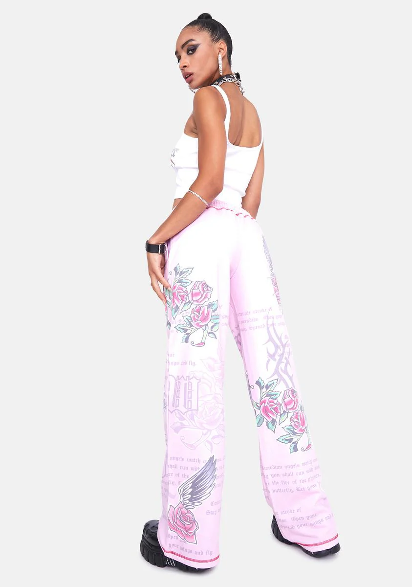 Oversized Joggers With Graffiti Print & Rhinestone Detail - Image 4