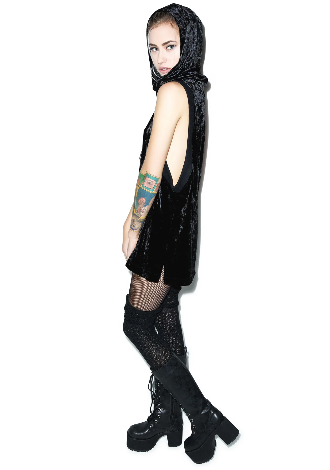 Panther Crushed Velvet Hooded Top - Image 3