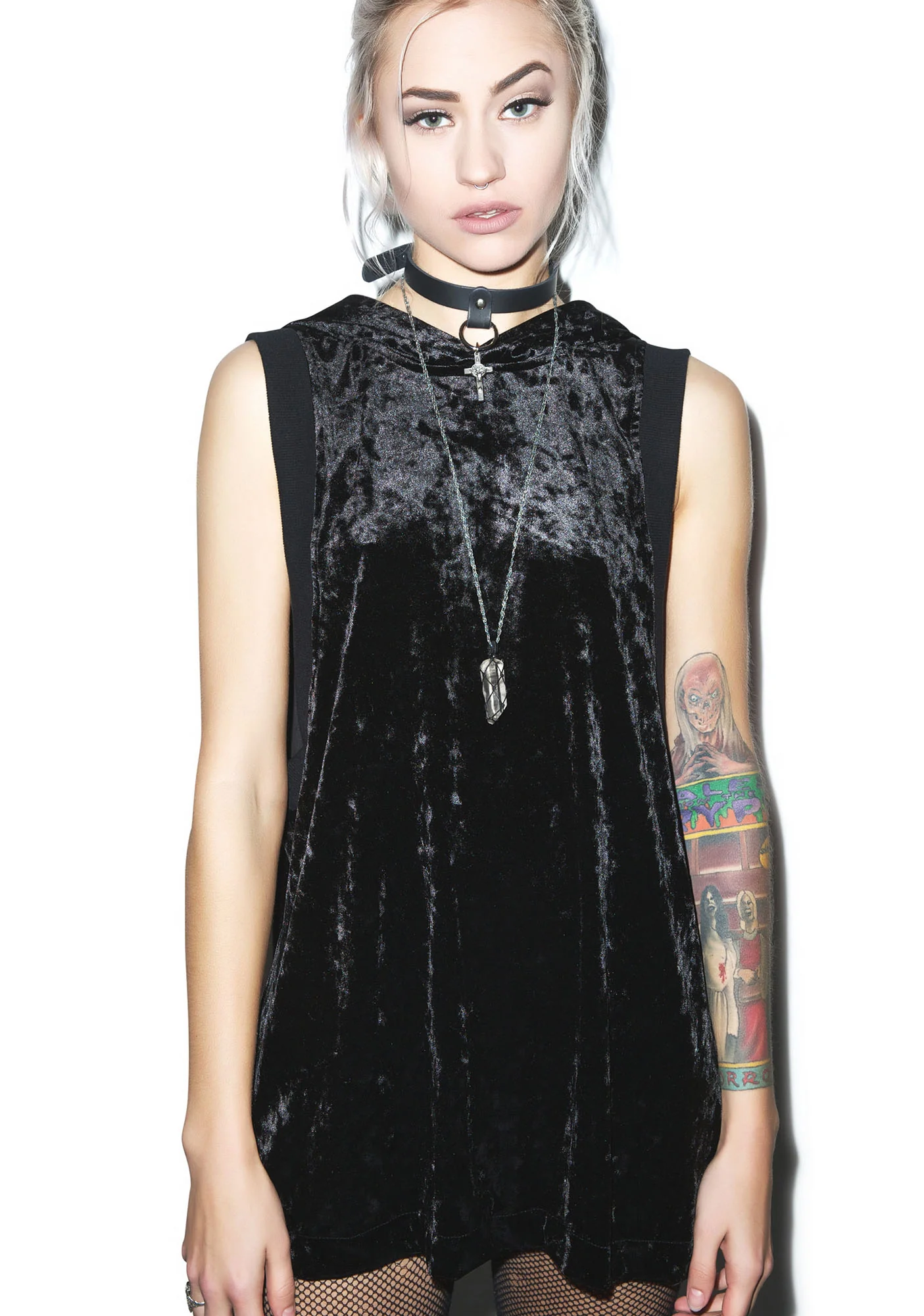 Panther Crushed Velvet Hooded Top - Image 4