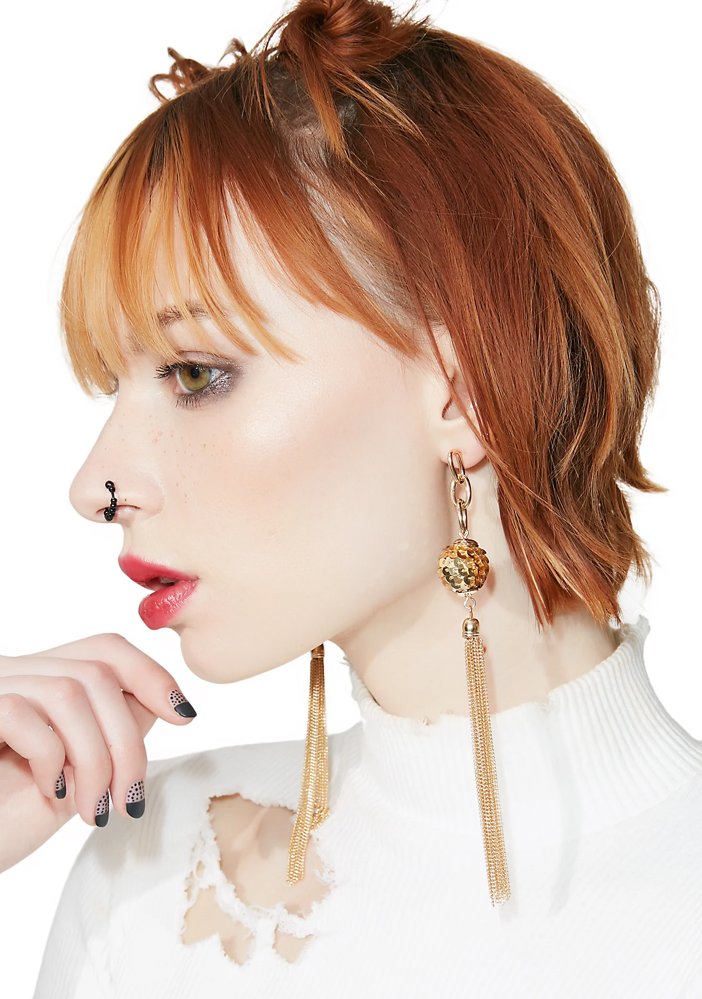 Party Princess Sequin Fringe Earrings - Image 4