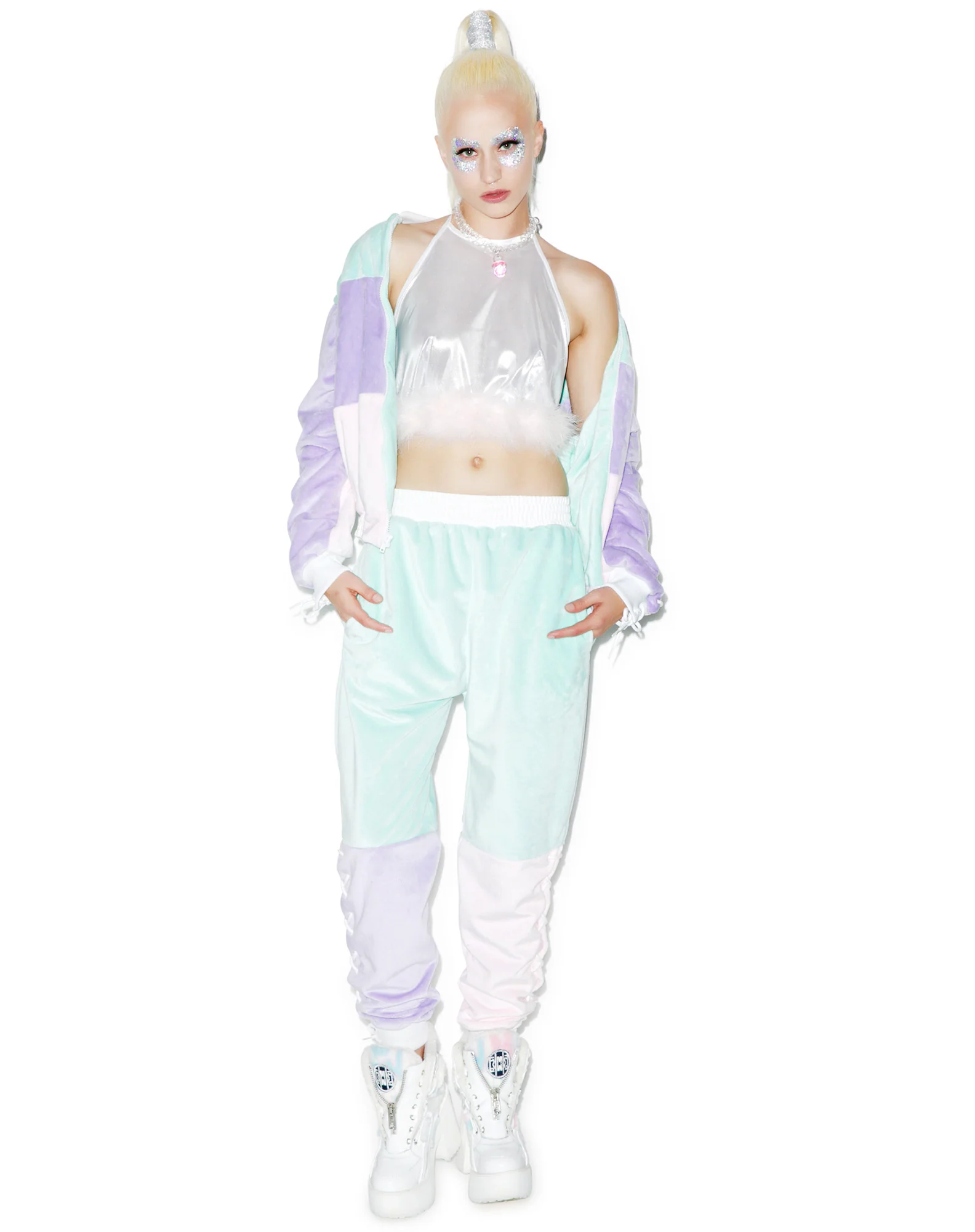Pastel Faux Fur Joggers - Image 2