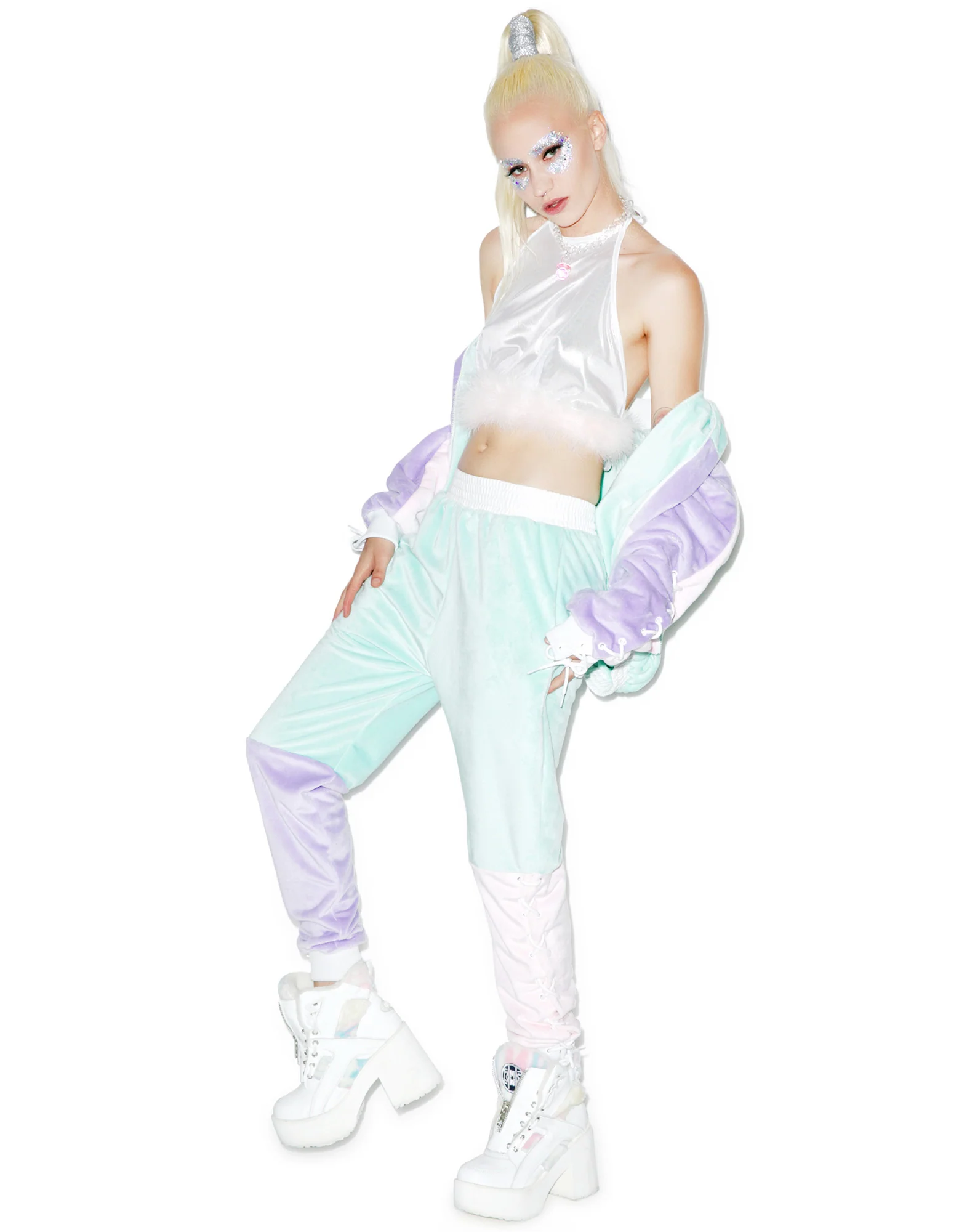 Pastel Faux Fur Joggers - Image 5