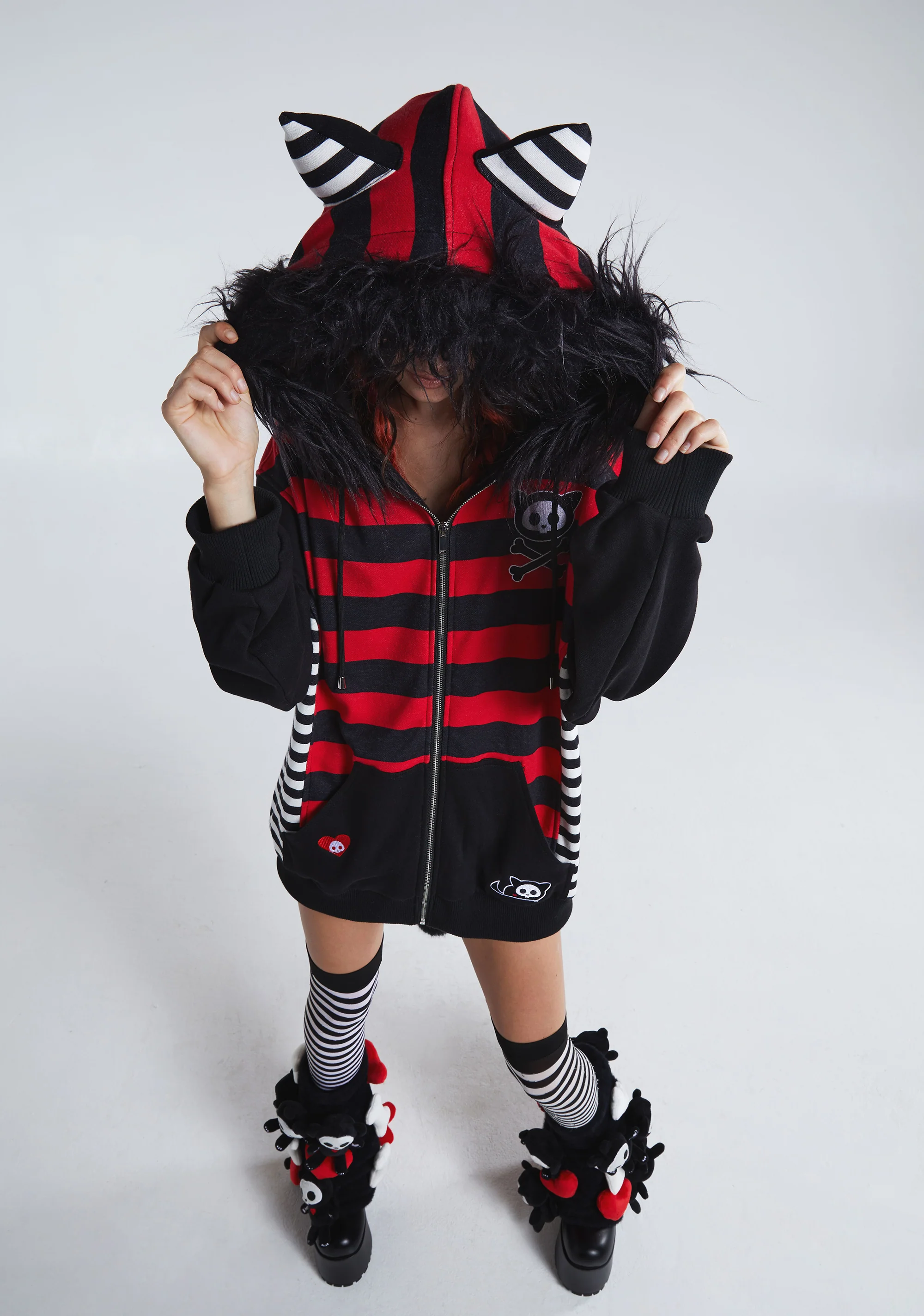 Stripes And Tails Oversized Graphic Hoodie - Image 10