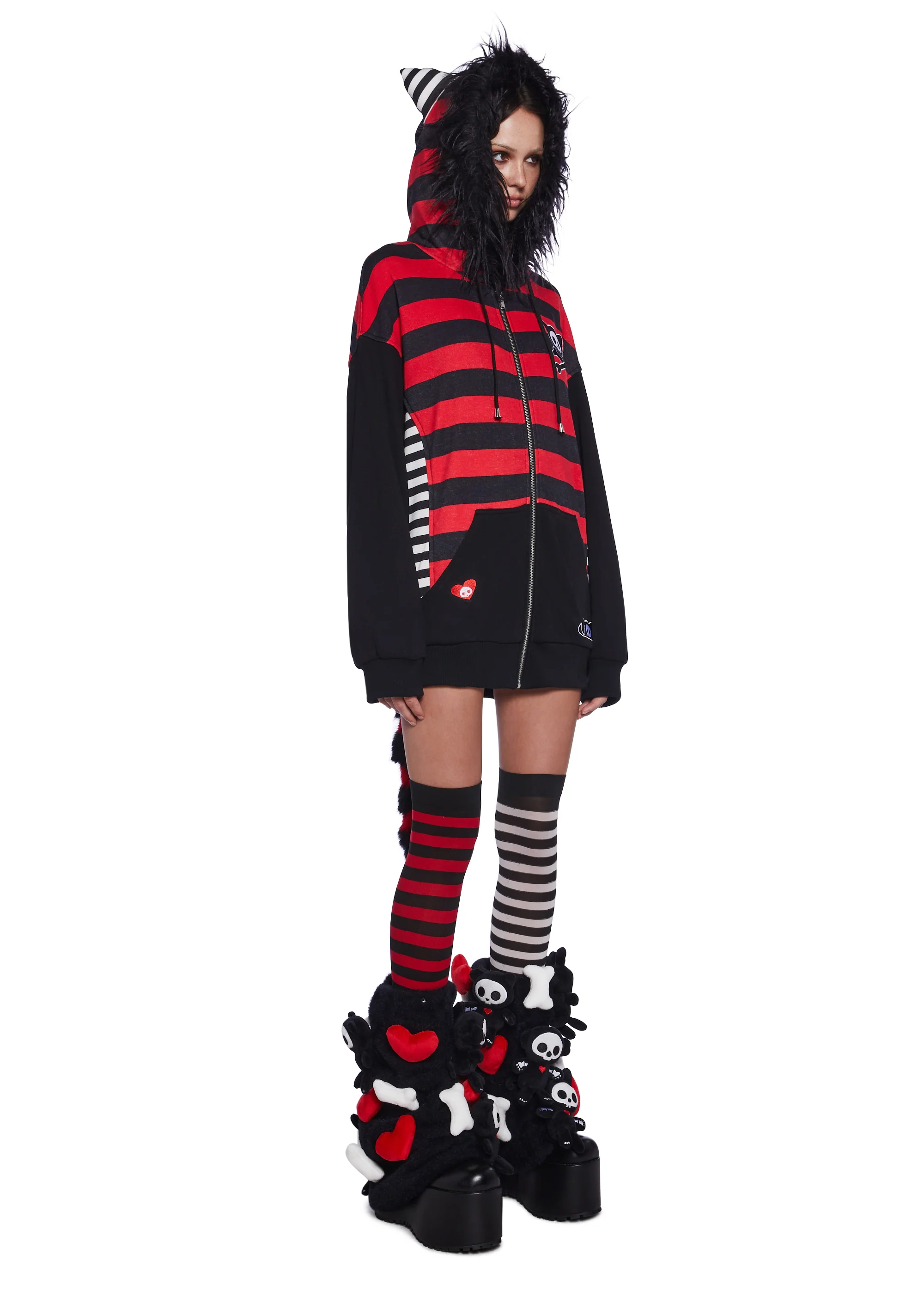 Stripes And Tails Oversized Graphic Hoodie - Image 3