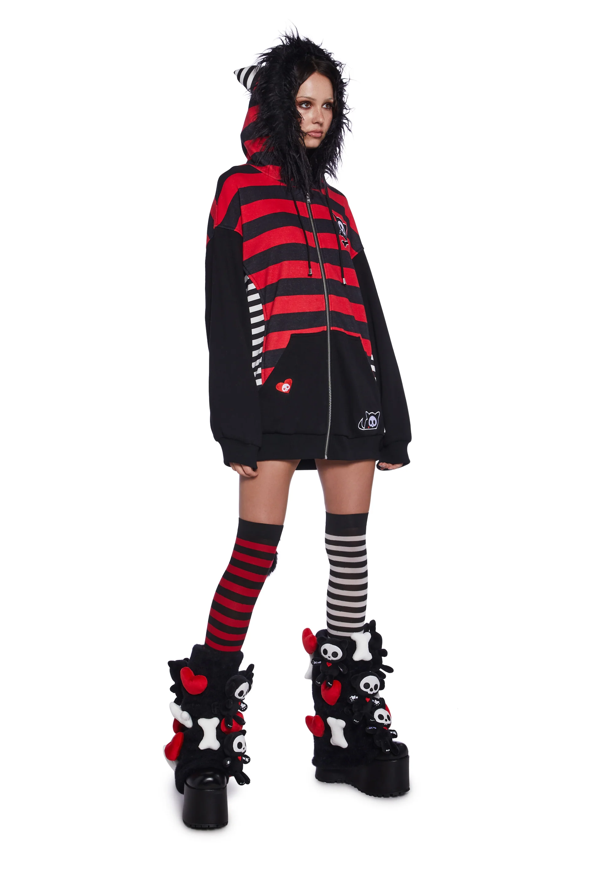 Stripes And Tails Oversized Graphic Hoodie - Image 5