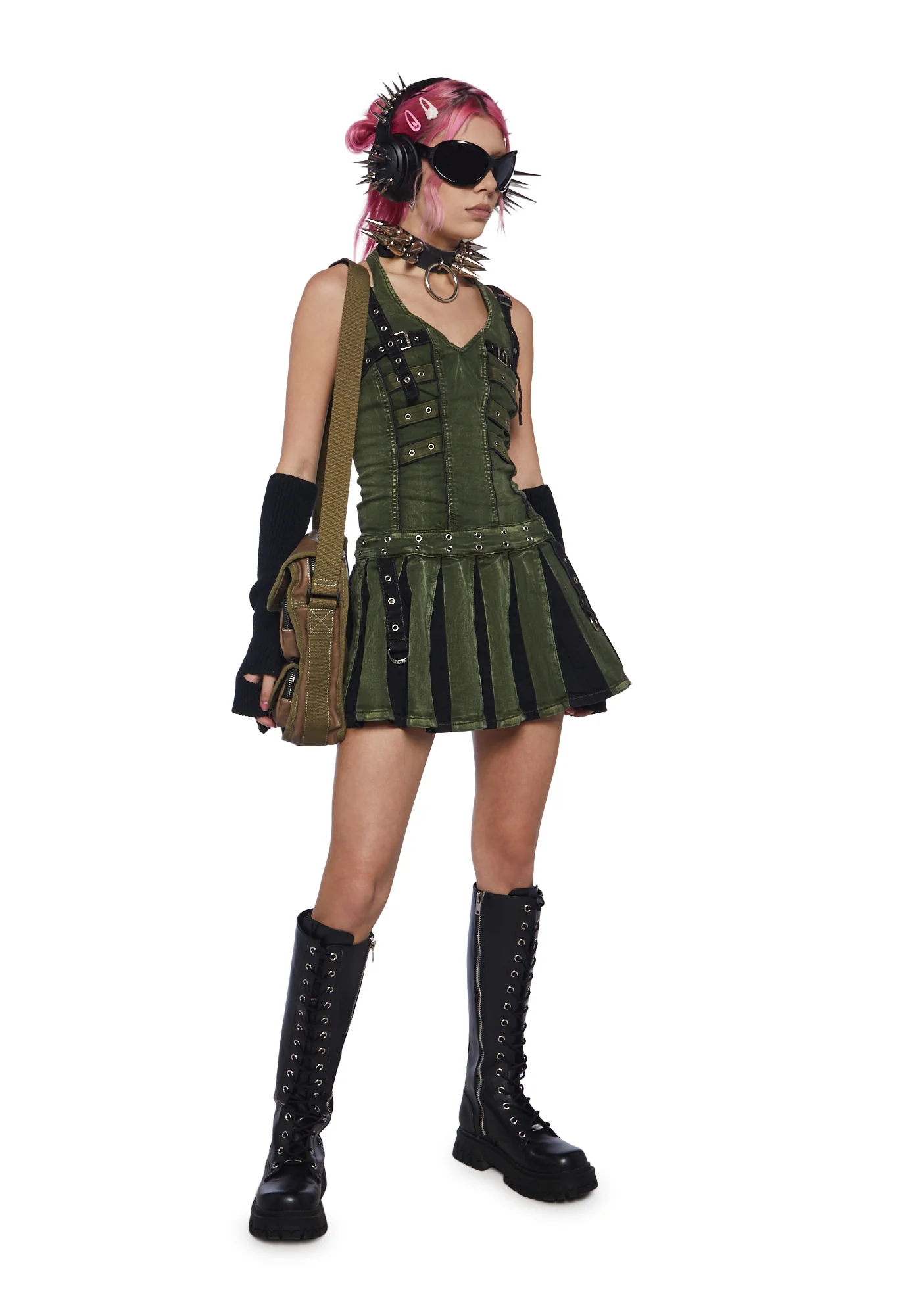 Peace Pleated Mini Dress - Image 2