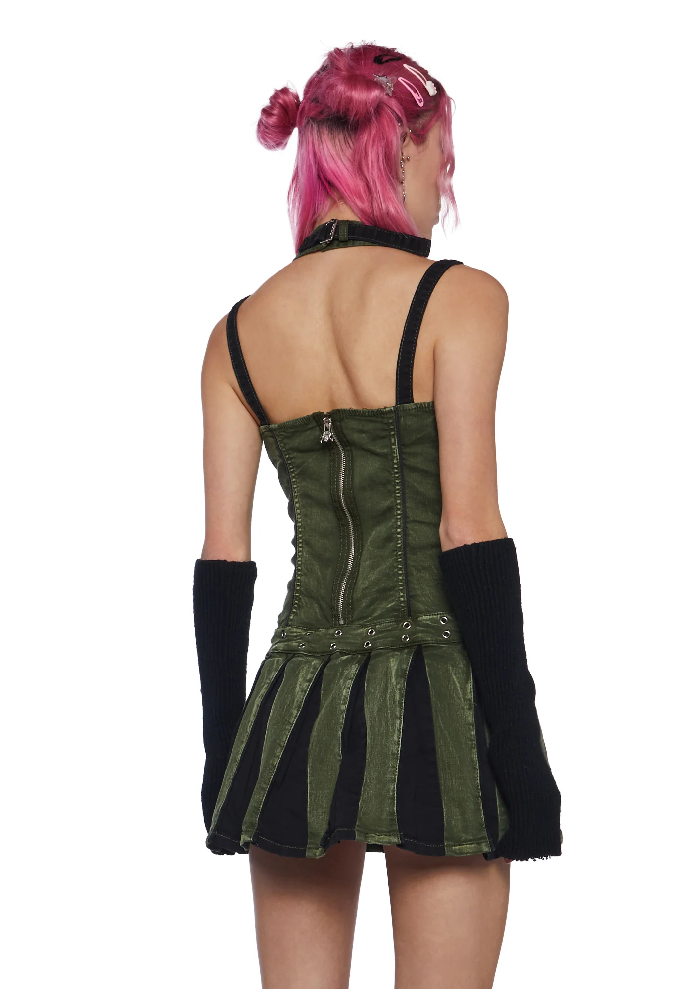 Peace Pleated Mini Dress - Image 4